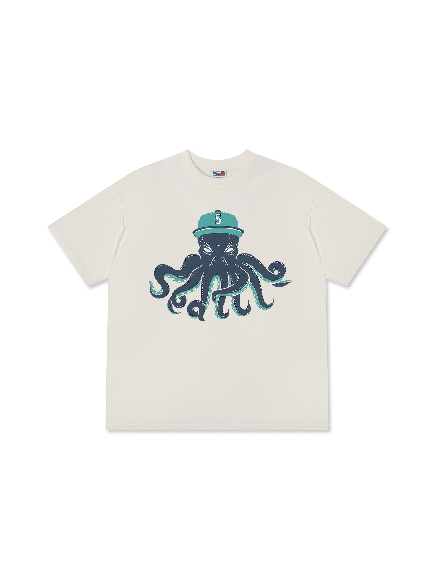 Áo Thun Relaxed Fit Baseball Green Octopus