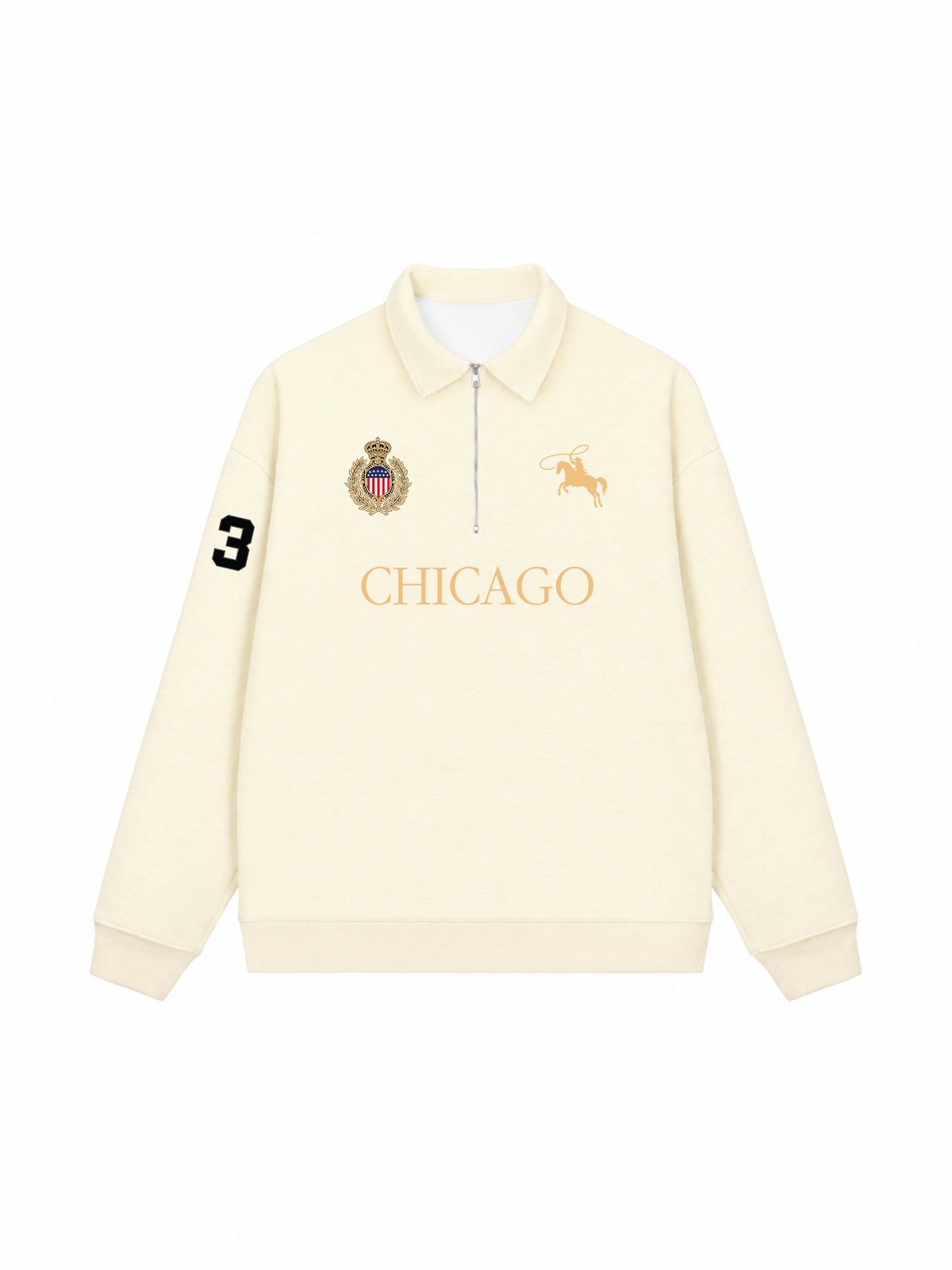 Áo Sweater Polo Nỉ Hai Da Vintage Chicago