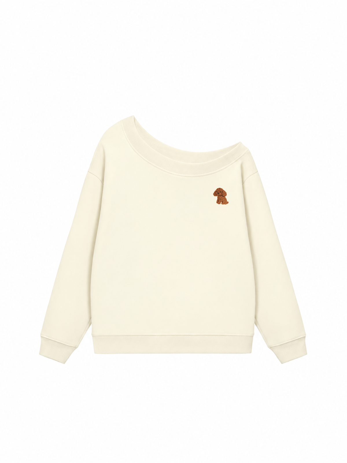 Áo Sweater Lệch Vai Nỉ Hai Da Cute Brown Puppy