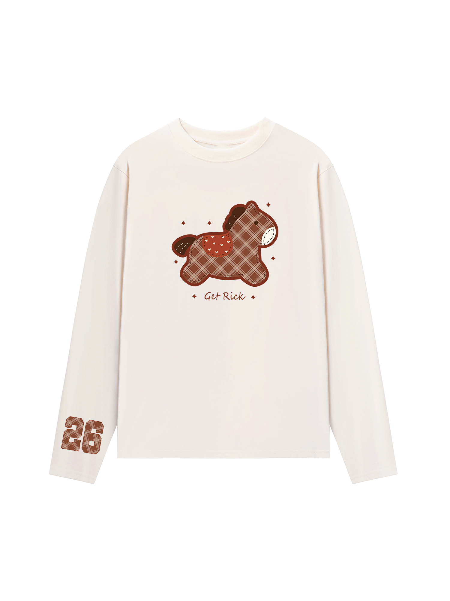 Áo Thun Dài Tay Plaid Horse