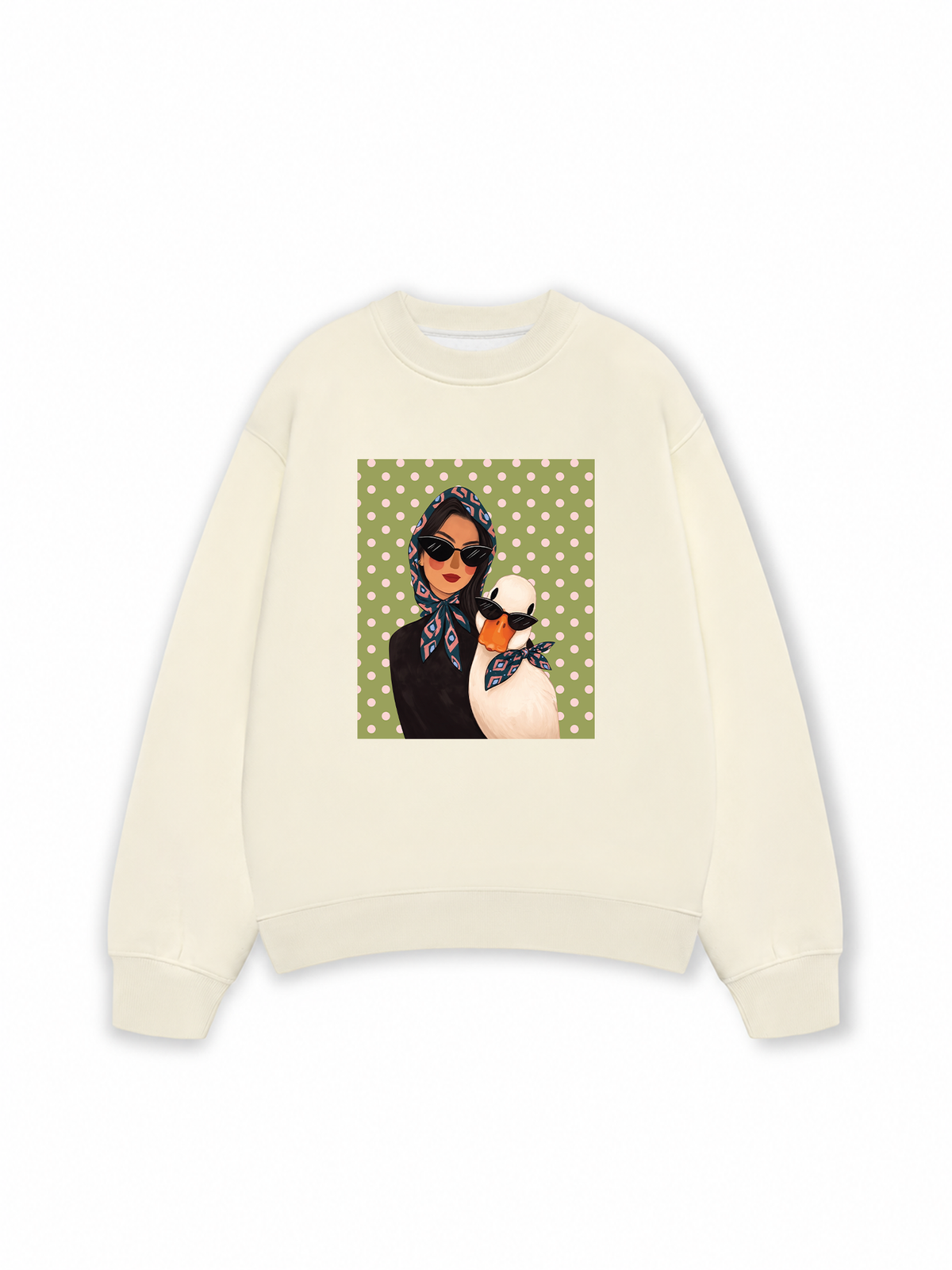 Áo Sweater Nỉ Hai Da Farm Cool Polka Dot Duck
