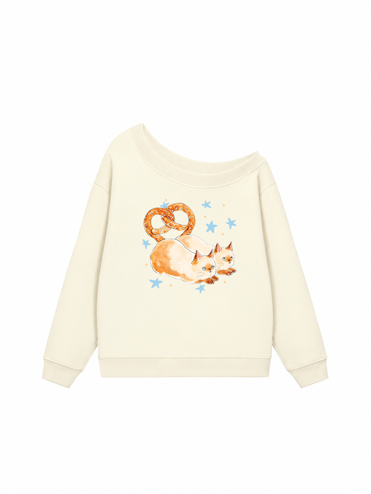 Áo Sweater Lệch Vai Nỉ Hai Da Bread Cat