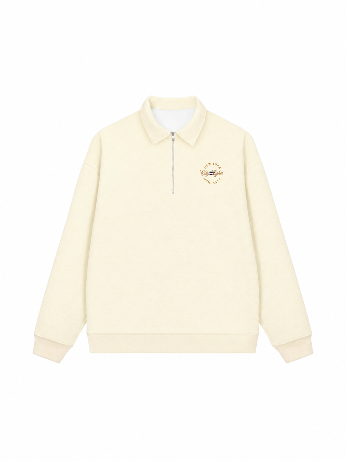 Áo Sweater Polo Nỉ Hai Da City Lights New York