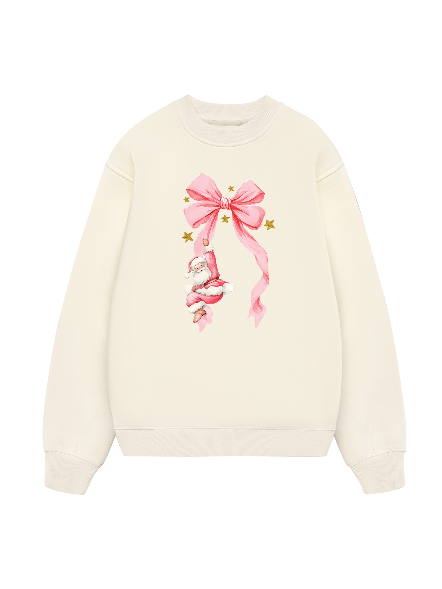 Xmas Pink Bow With Santa Sweater