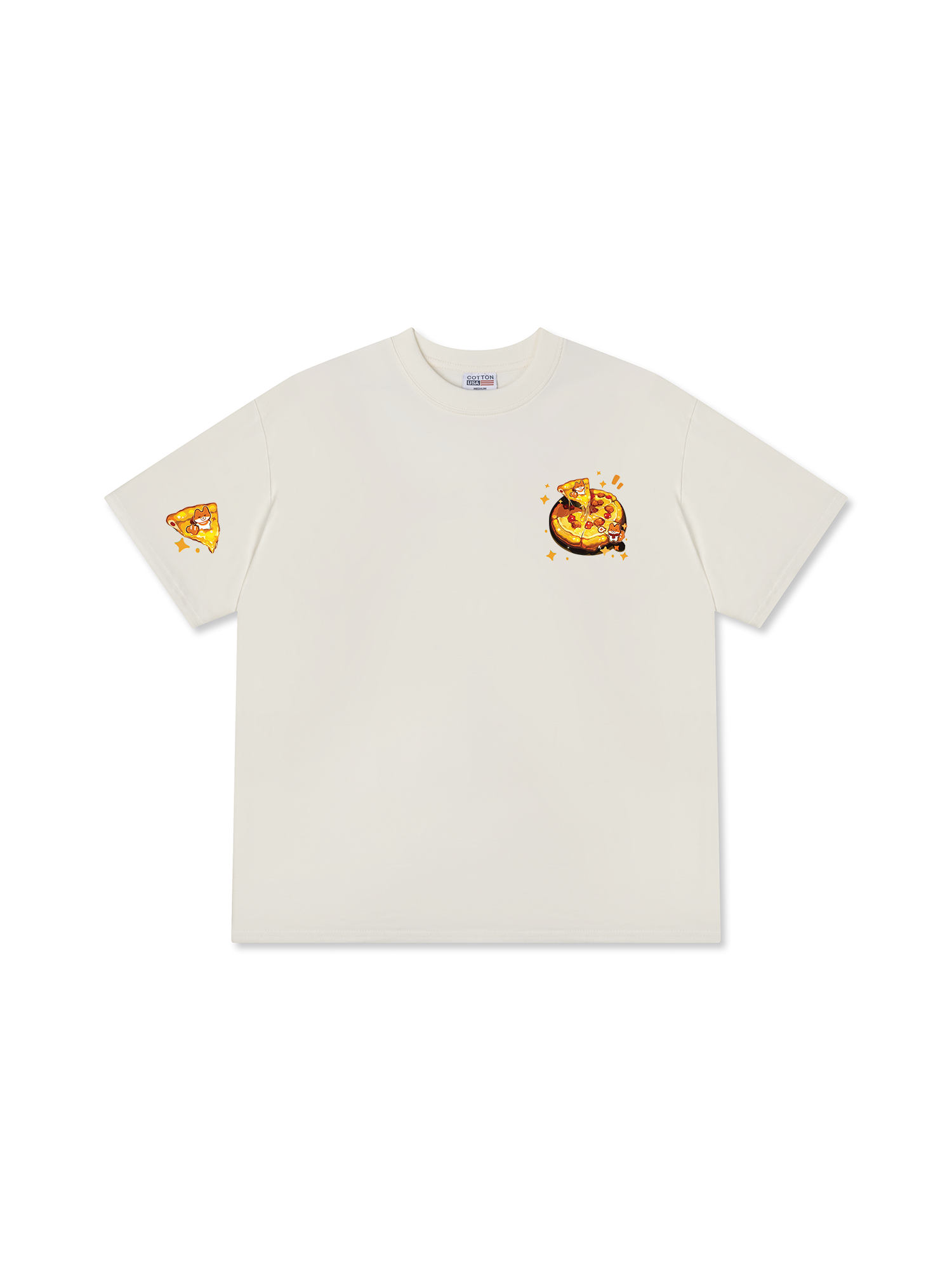 Áo Thun Relaxed Fit Yummy Mood Cute Puppy Pizza