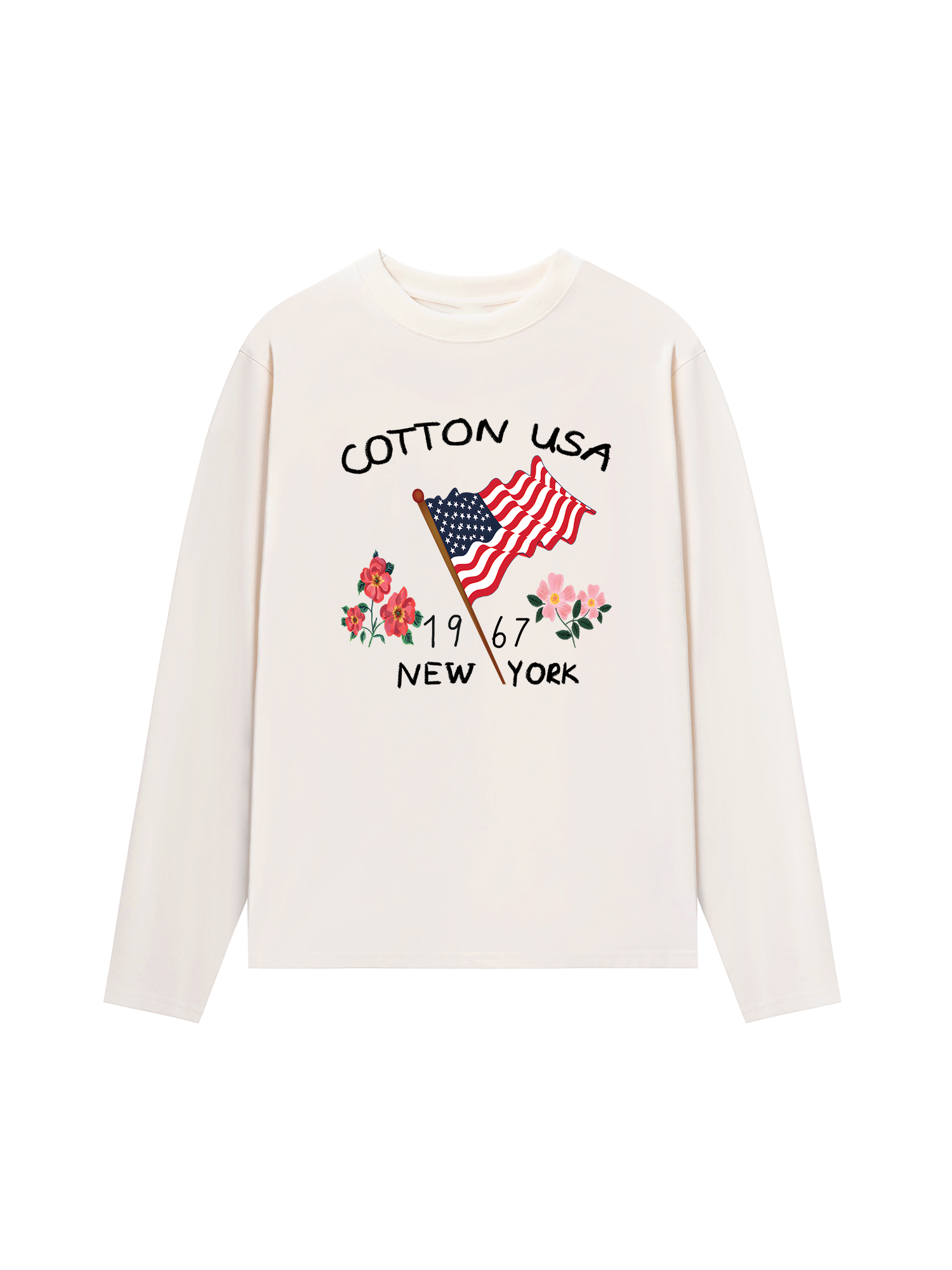 Áo Thun Dài Tay USA Floral Cotton Usa