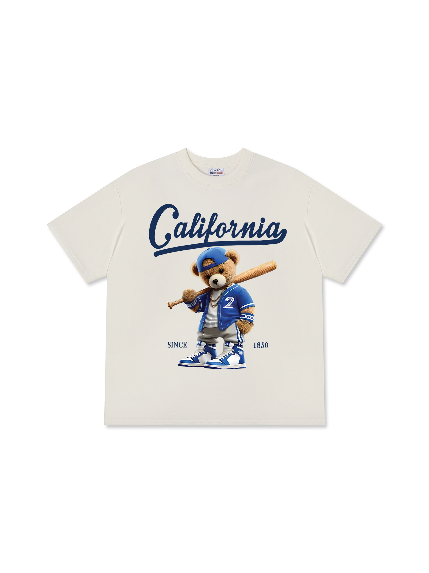 Áo Thun Relaxed Fit Baseball California Blue Teddy