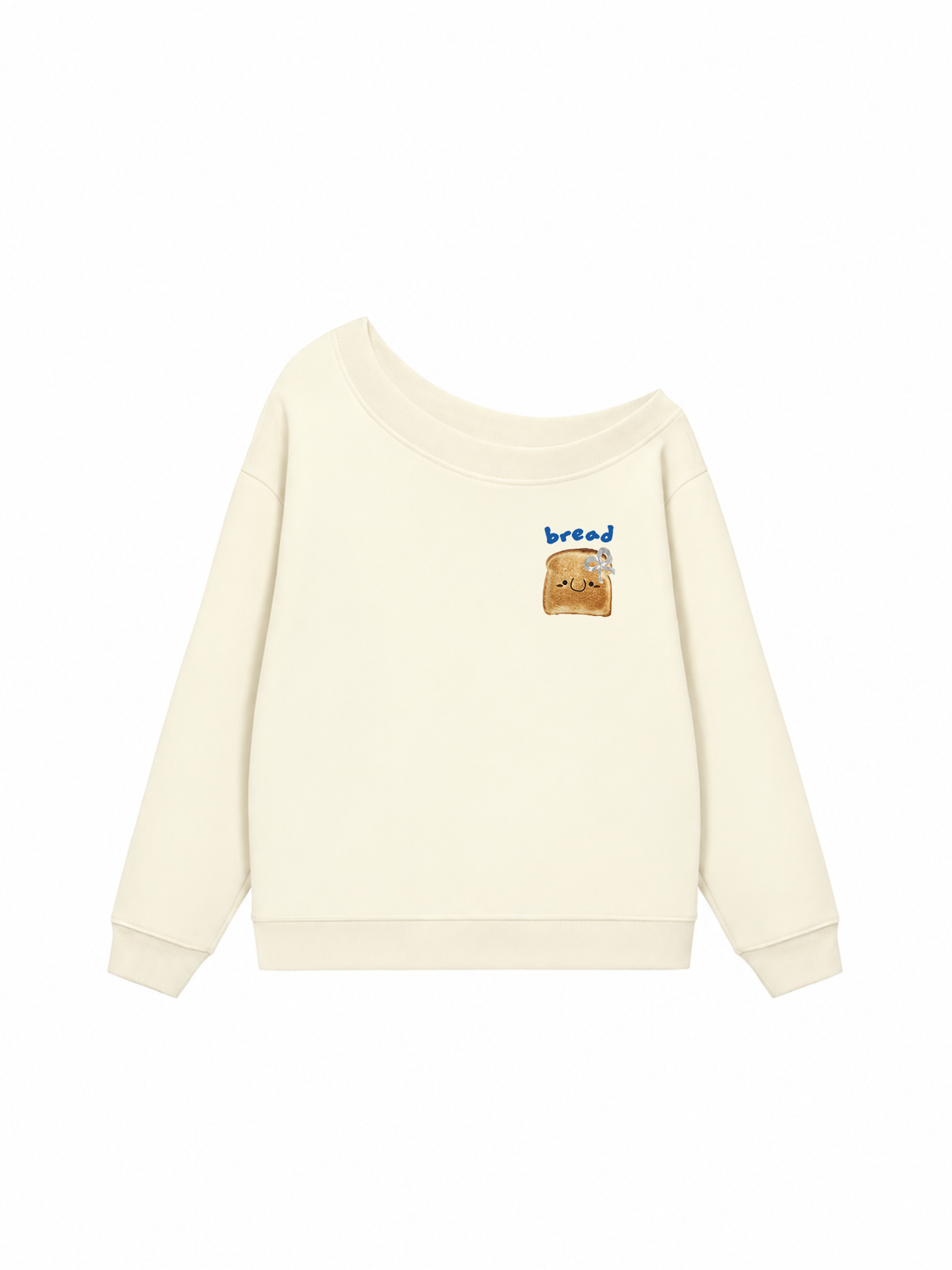 Áo Sweater Lệch Vai Nỉ Hai Da  Bread With Bow