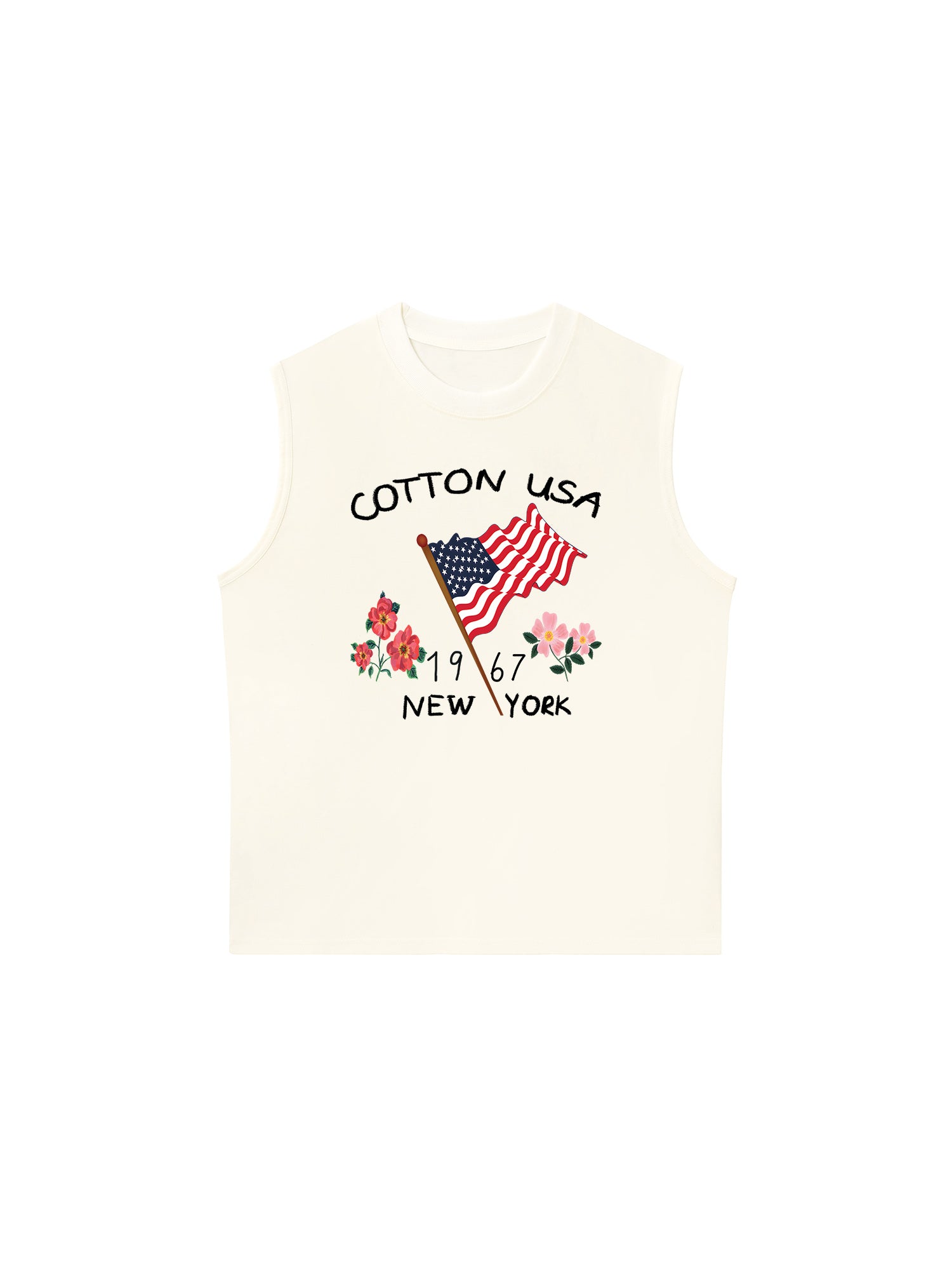 Áo Ba Lỗ Relaxed Fit USA Floral Cotton Usa