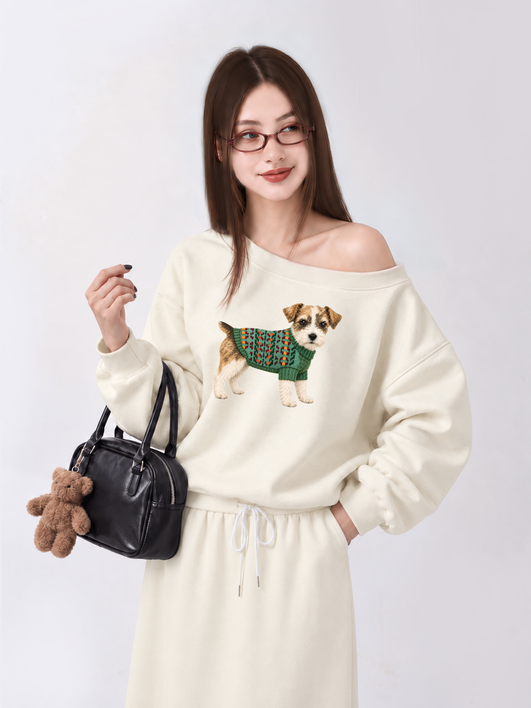 Áo Sweater Lệch Vai Nỉ Hai Da Little Buddy