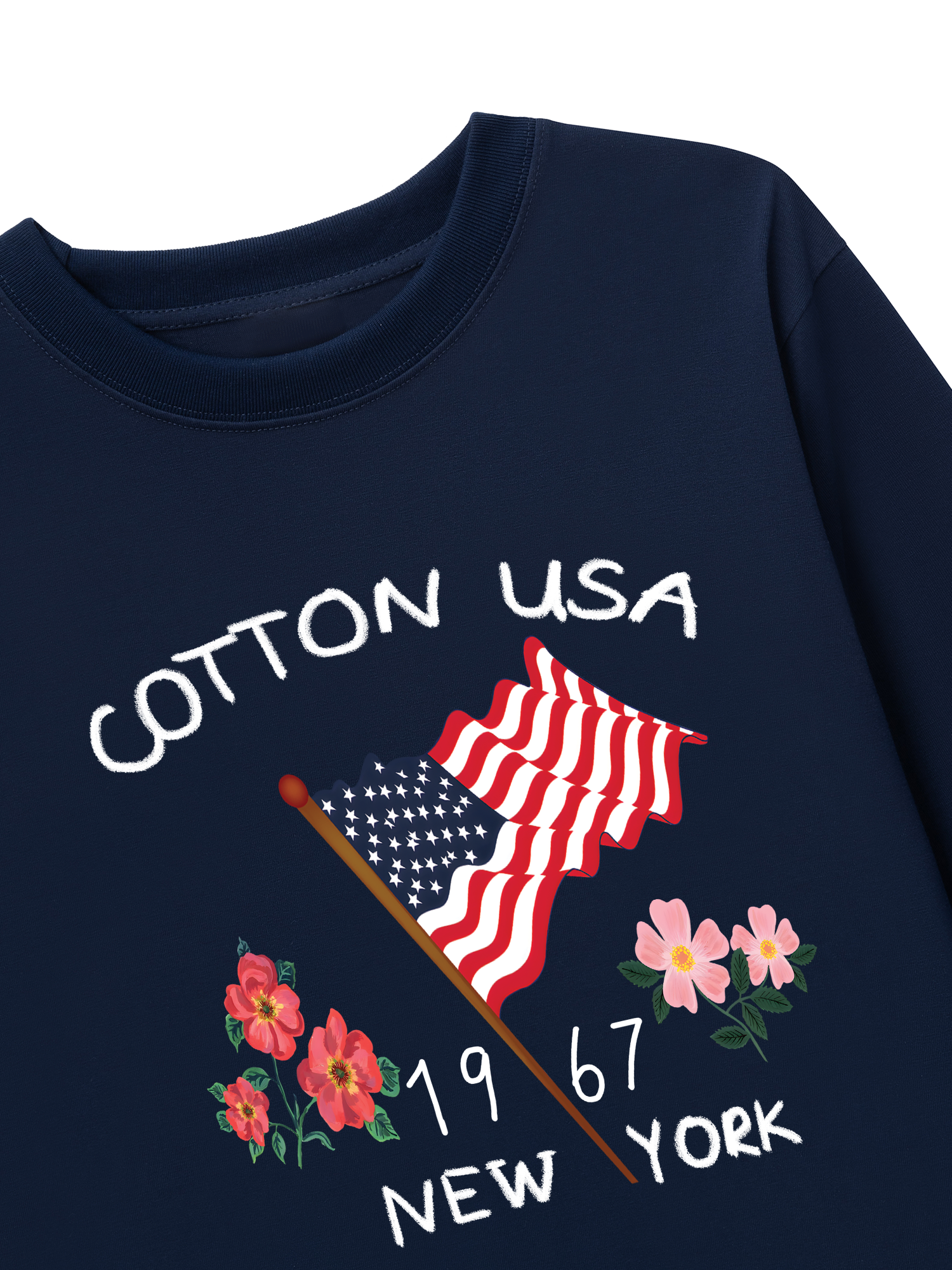 Áo Thun Dài Tay USA Floral Cotton Usa