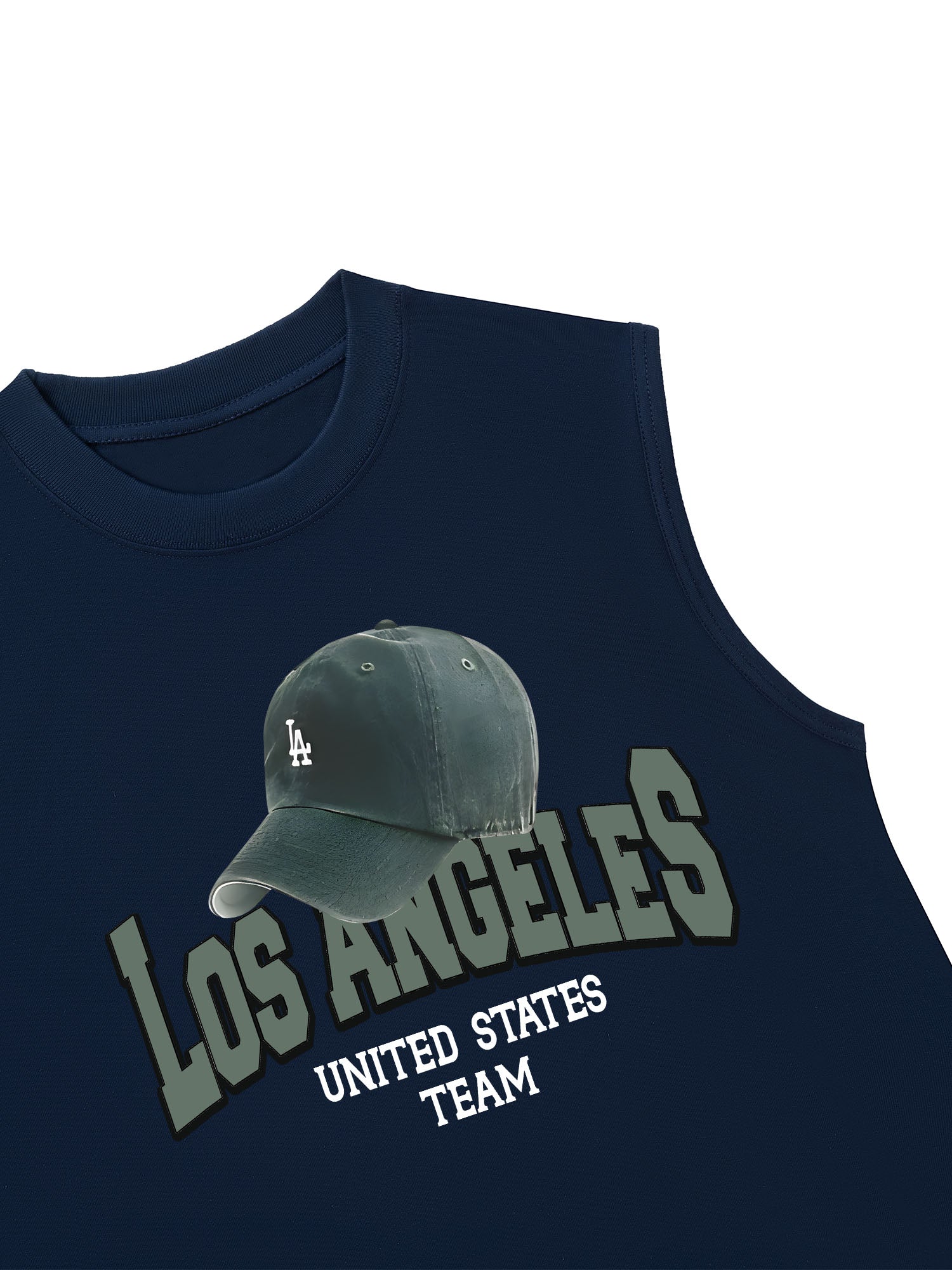 Áo Ba Lỗ Relaxed Fit USA Los Ageles Green Hat