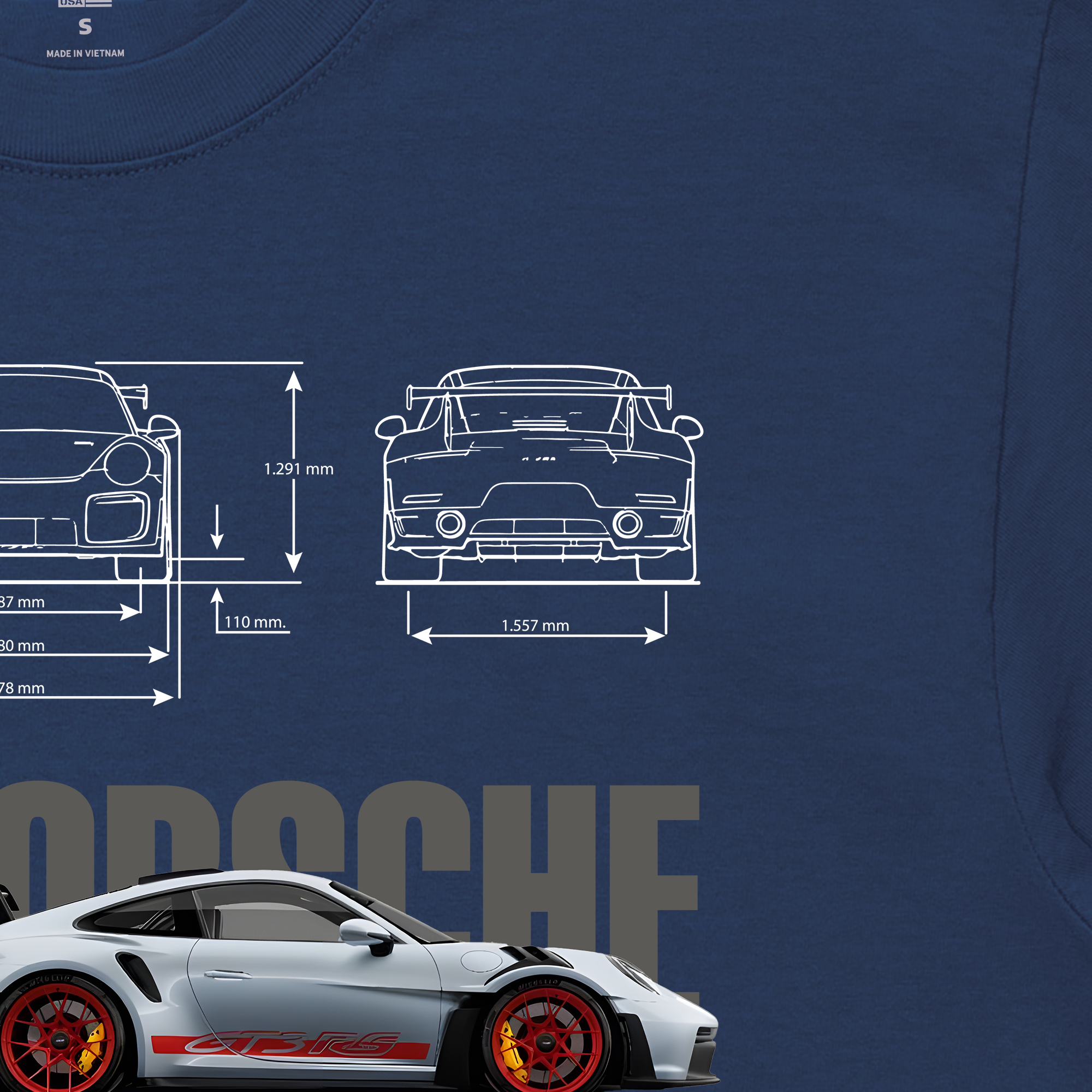 Áo Thun Oversize Porsche Blueprint 911 GT3 RS