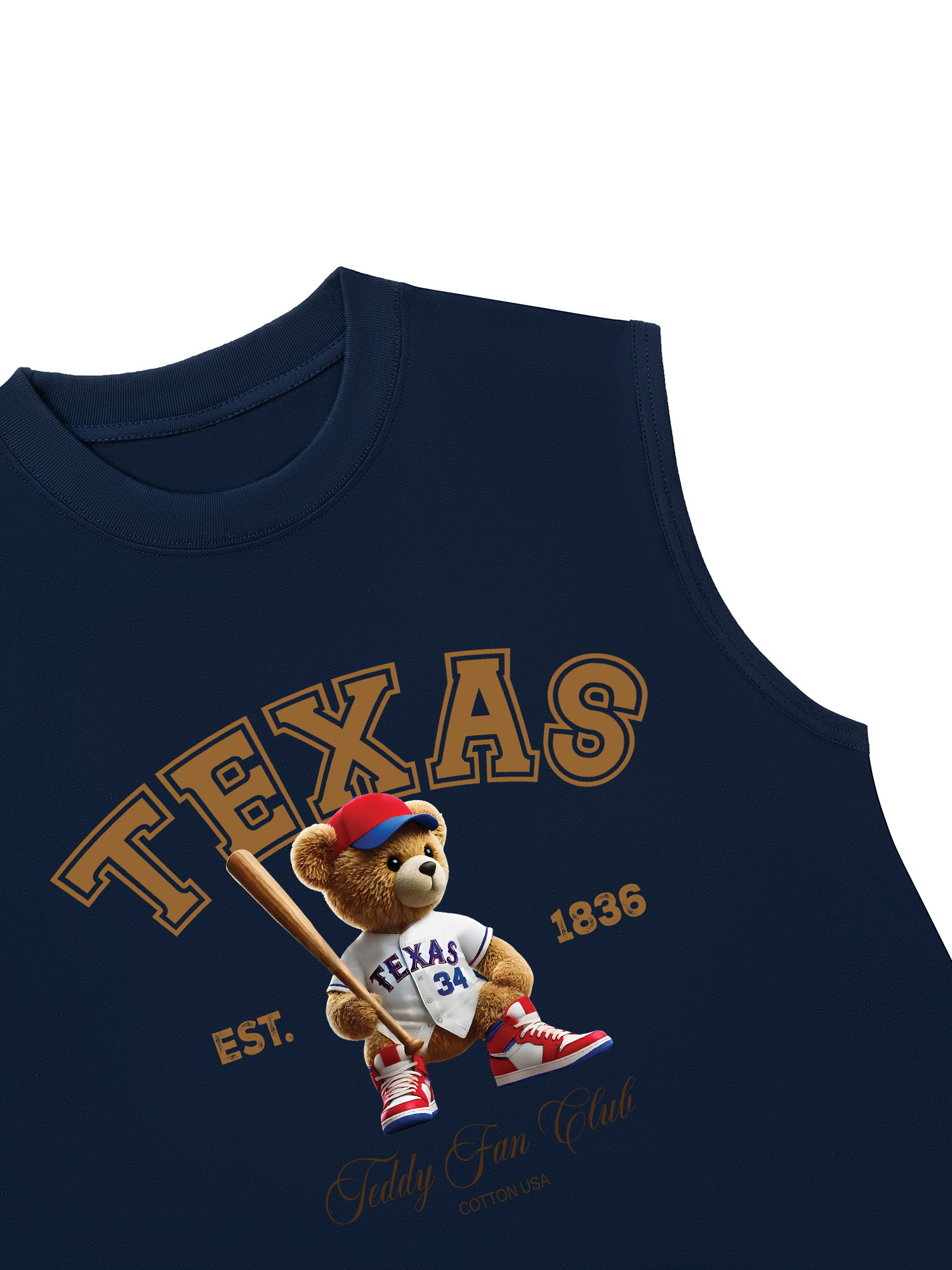 Áo Ba Lỗ Relaxed Fit Baseball Texas Teddy Fan Club