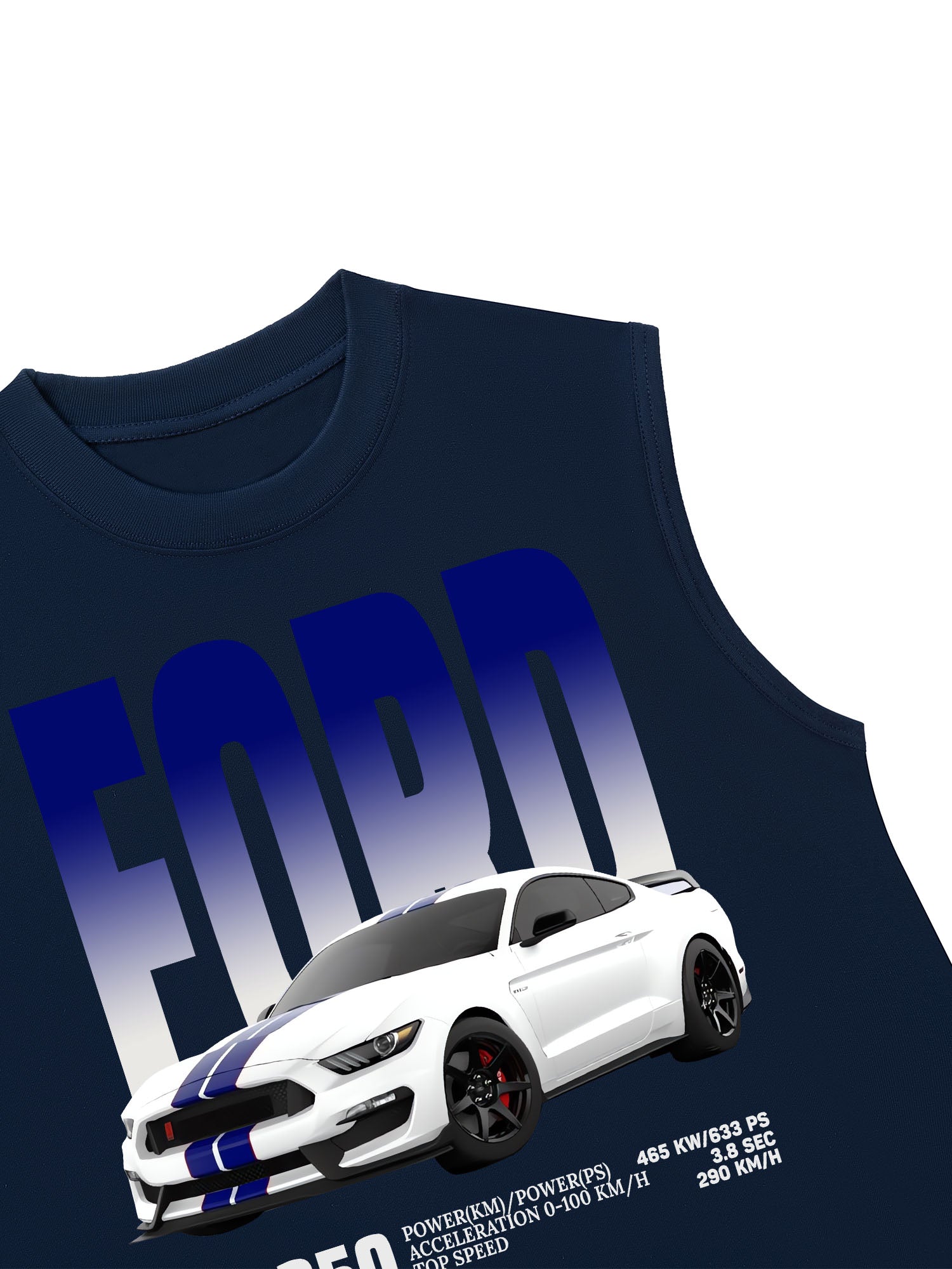 Áo Ba Lỗ Relaxed Fit Ford GT 350 White Blue