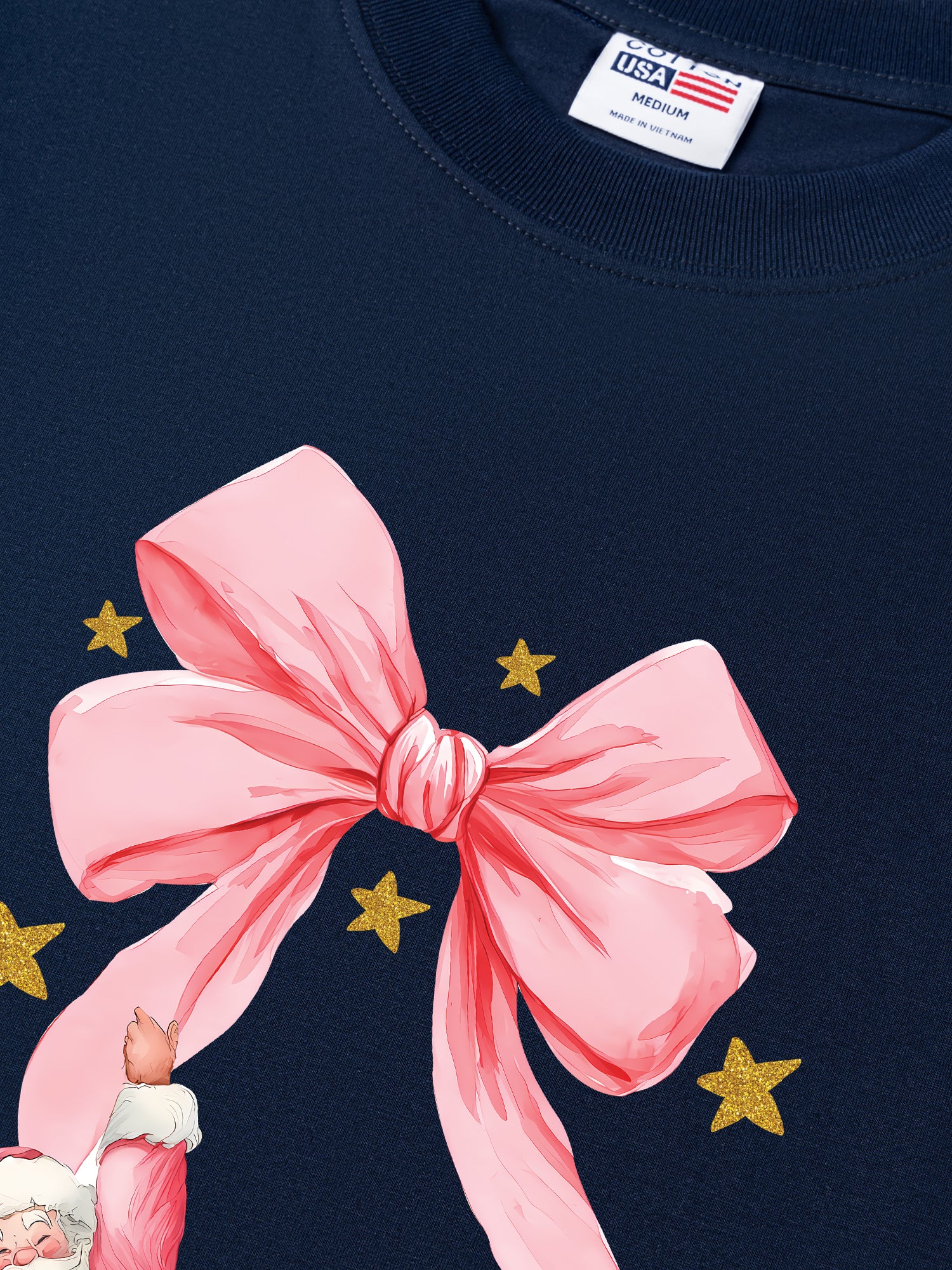 Áo Thun Relaxed Fit Xmas Pink Bow With Santa