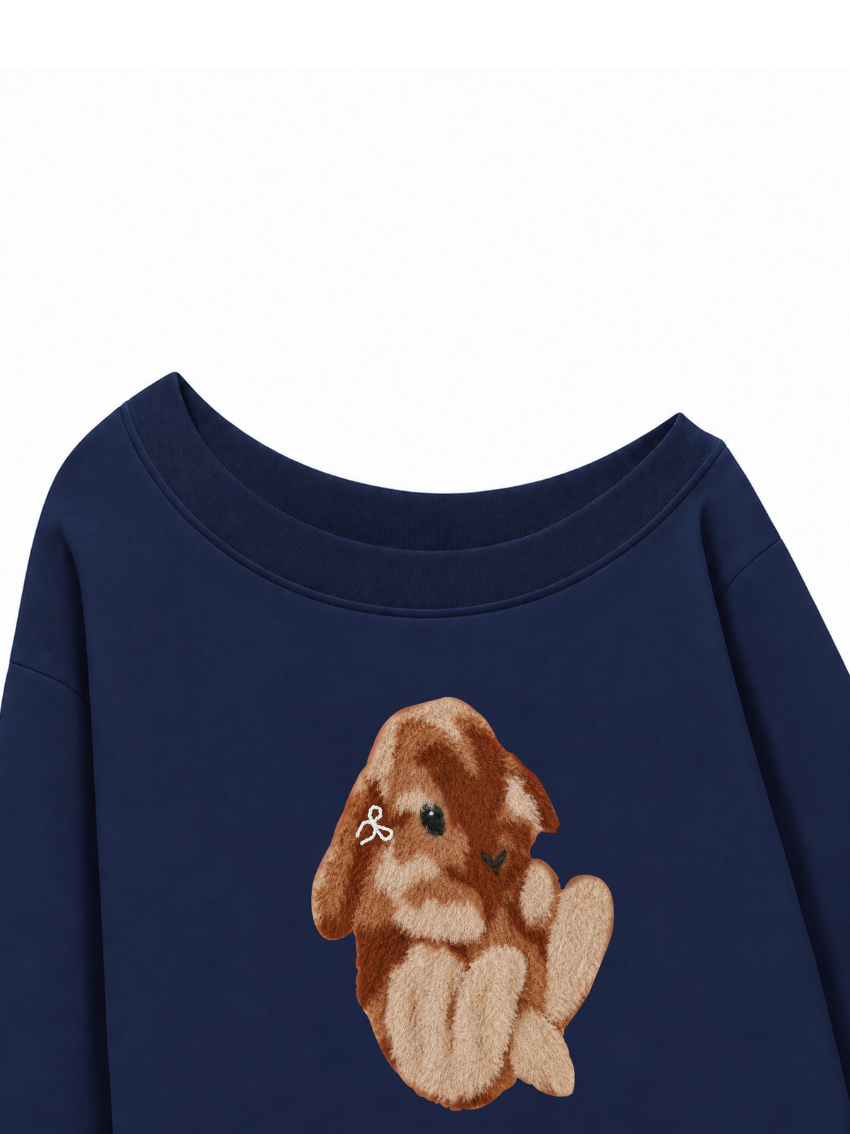 Áo Sweater Lệch Vai Nỉ Hai Da  Cute Bunny