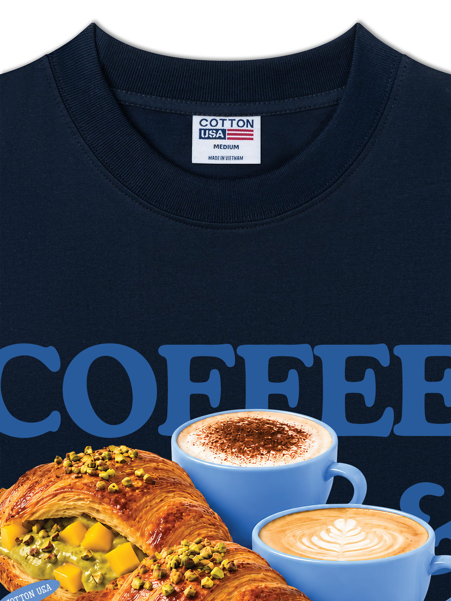 Áo Thun Relaxed Fit Yummy Mood Coffee Croissant