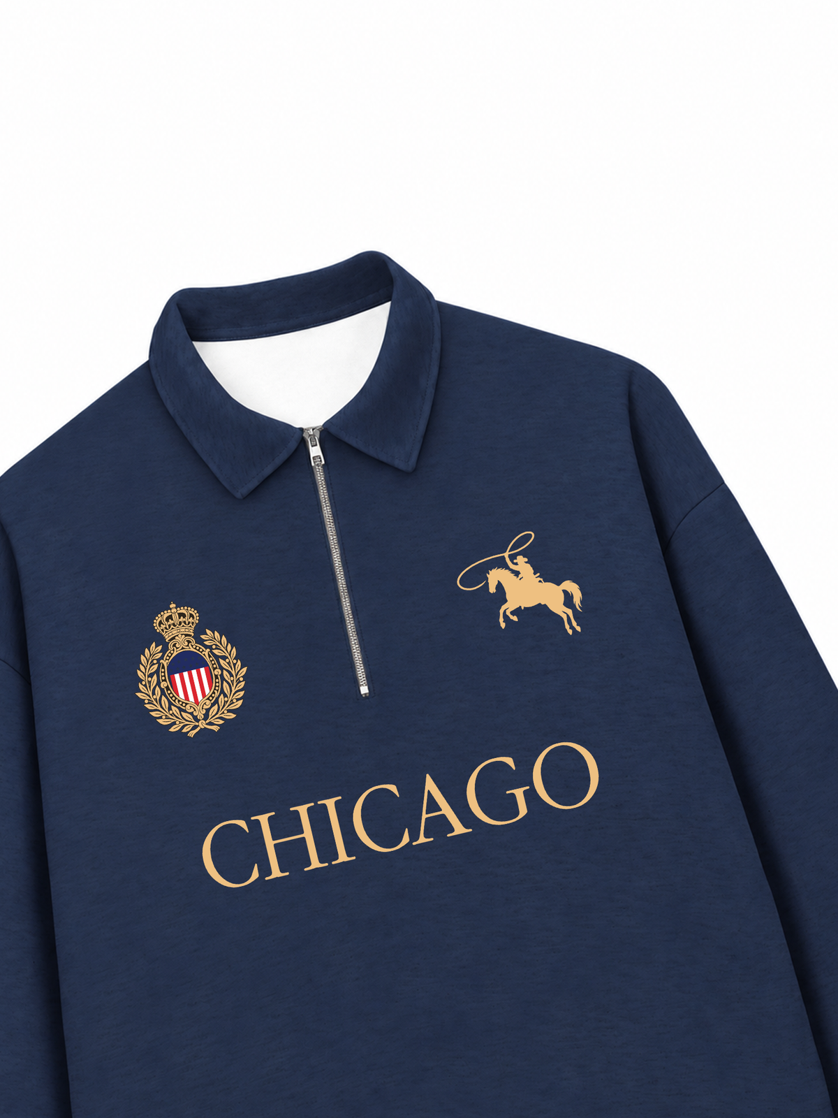 Áo Sweater Polo Nỉ Hai Da Vintage Chicago