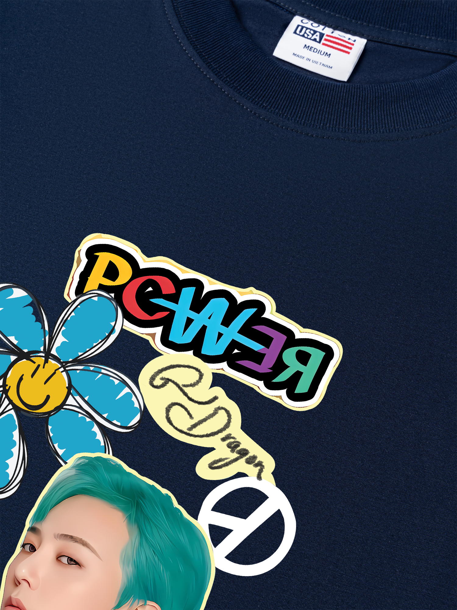 Áo Thun Relaxed Fit Idol Gradon Power BLue