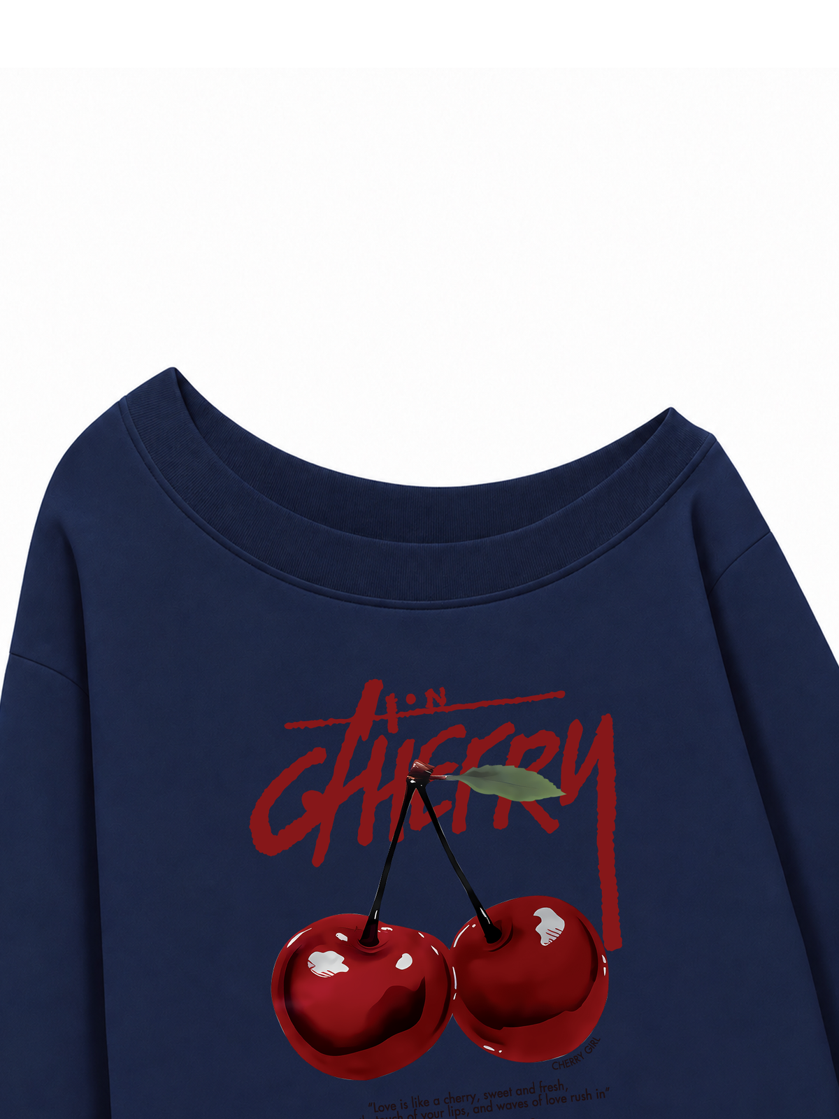 Áo Sweater Lệch Vai Nỉ Hai Da Cherry X Cotton USA Love