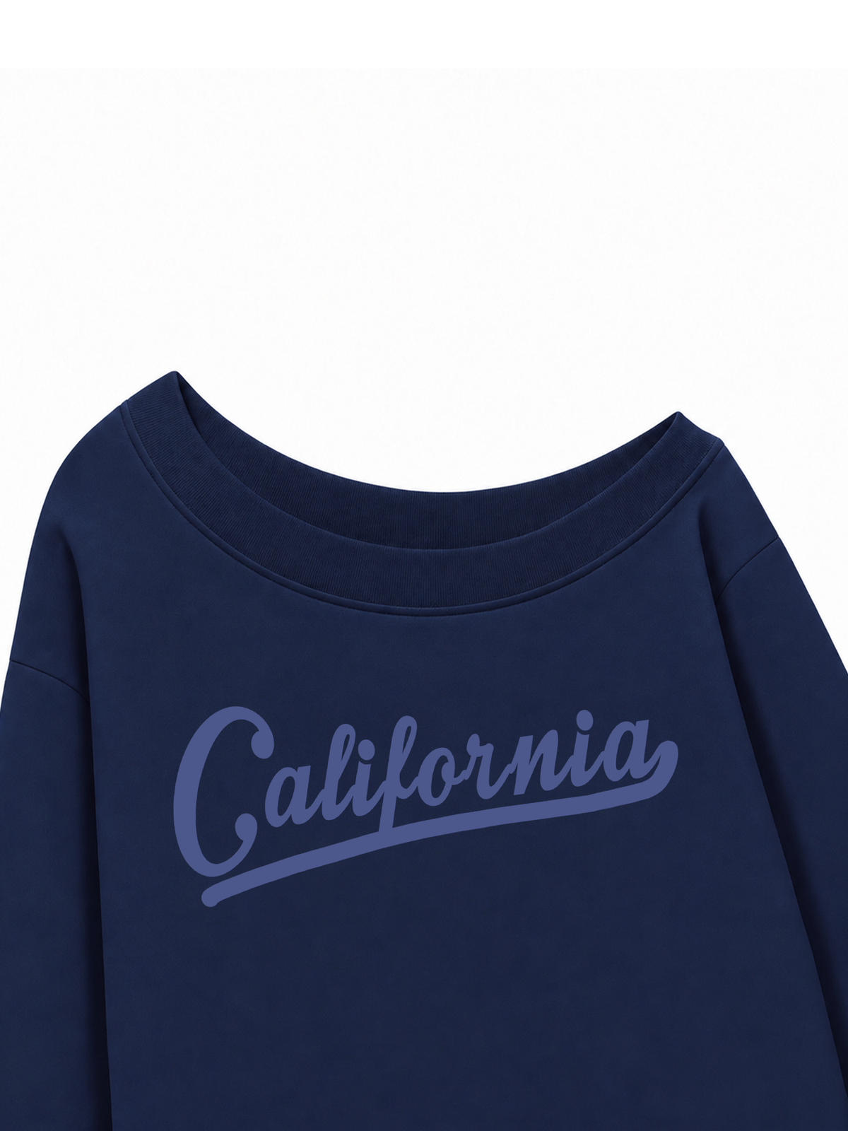 Áo Sweater Lệch Vai Nỉ Hai Da USA Califorinia Blue
