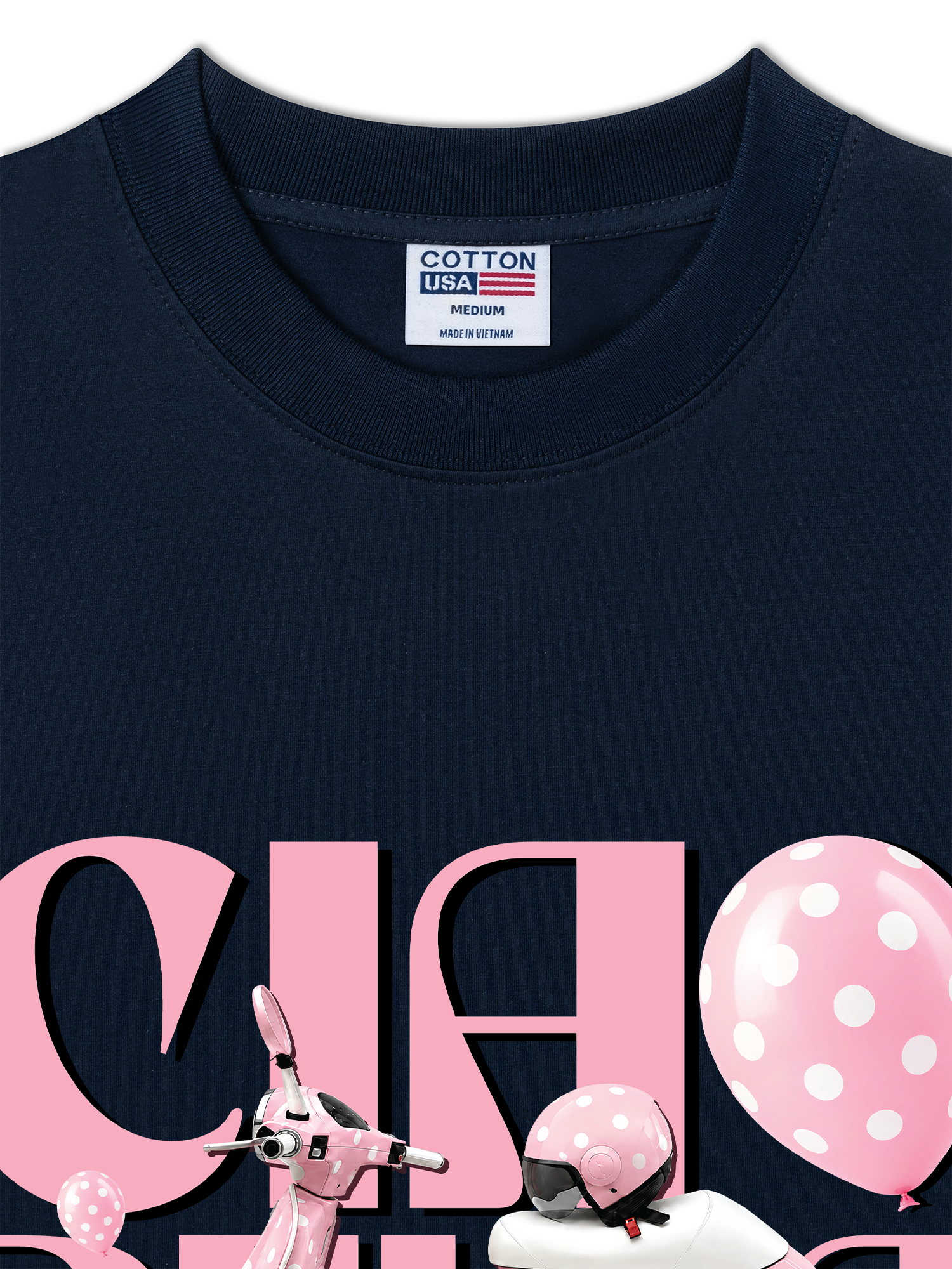 Áo Thun Relaxed Fit Motobike Pink Ciao Bella