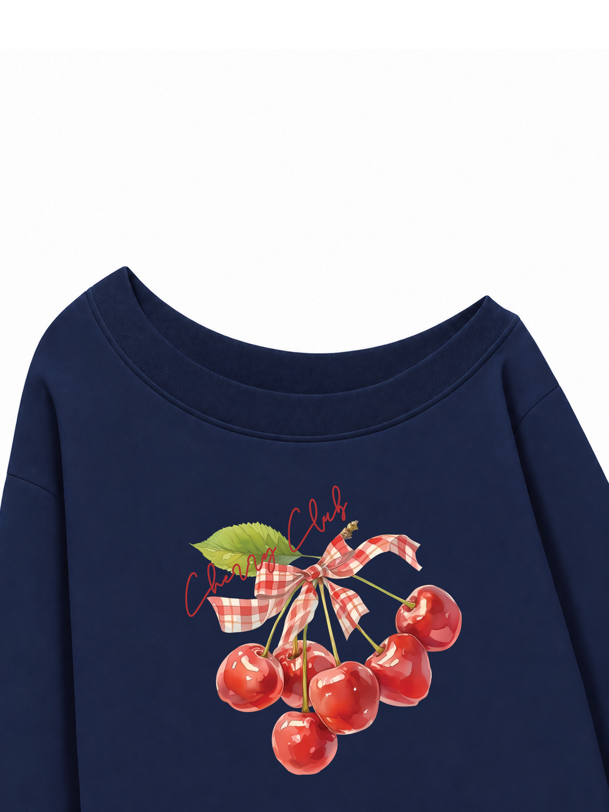 Áo Sweater Lệch Vai Nỉ Hai Da Cherry Red Cherry Club