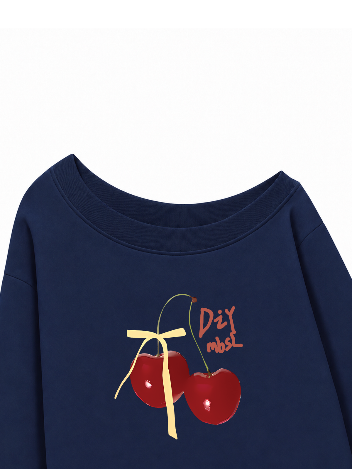 Áo Sweater Lệch Vai Nỉ Hai Da Cherry Yellow Bow