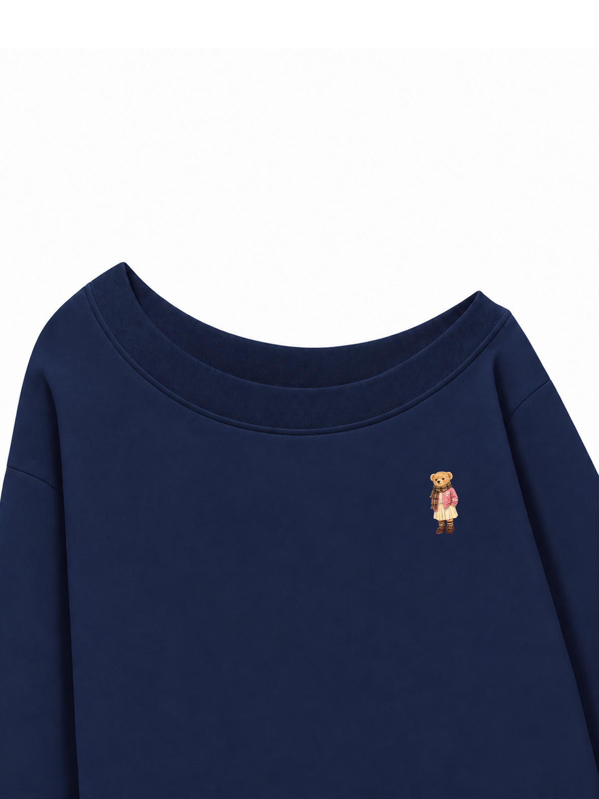 Áo Sweater Lệch Vai Nỉ Hai Da Pink Girl Bear