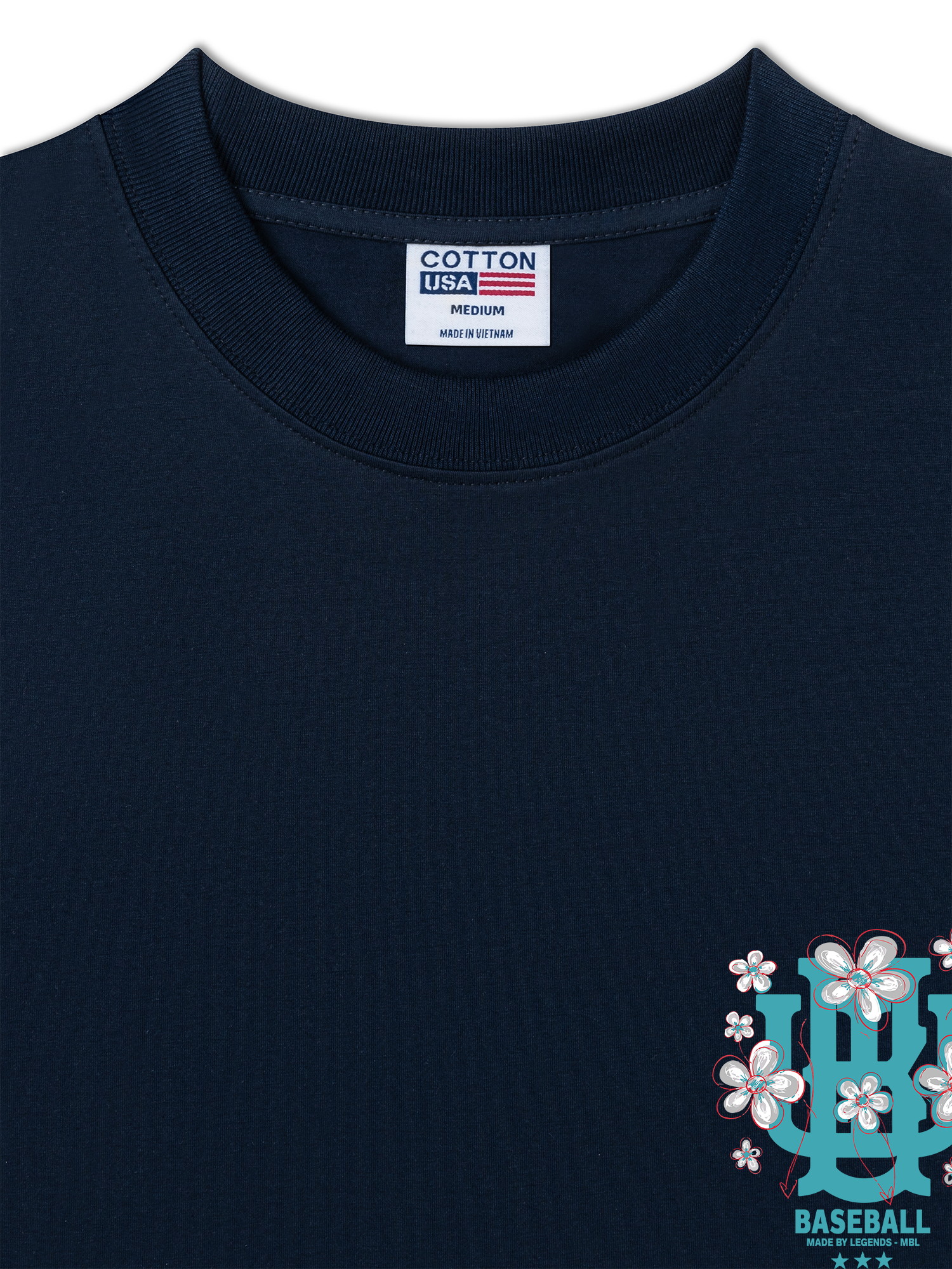 Áo Thun Relaxed Fit Master Baseball Blue White Flower