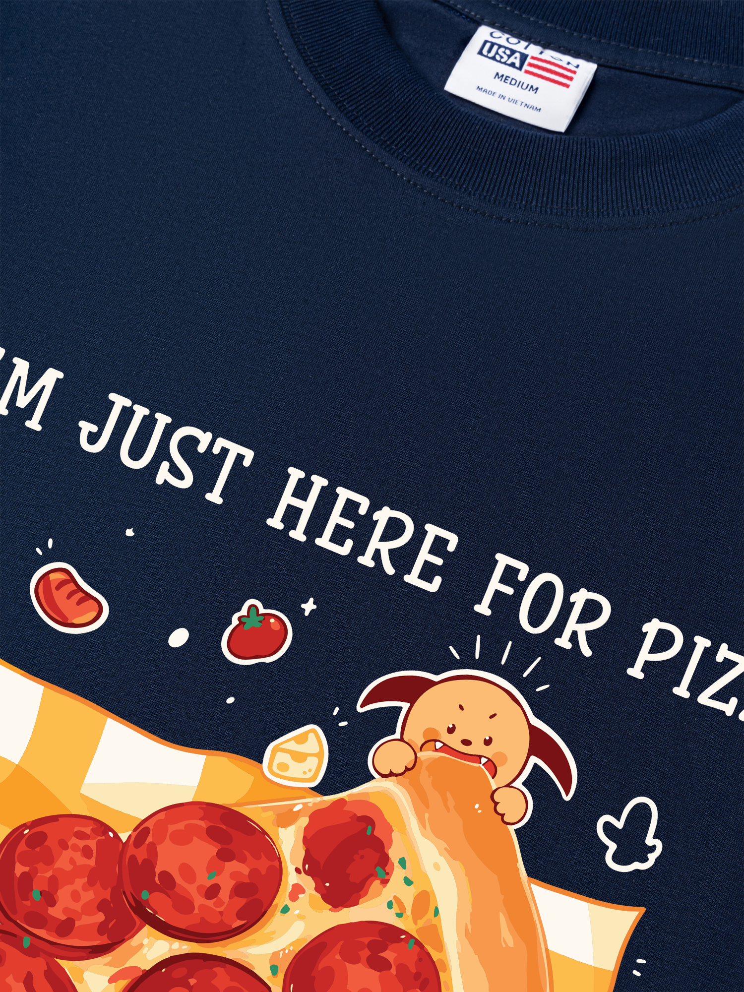 Áo Thun Relaxed Fit Yummy Mood I Just Here For Pizza
