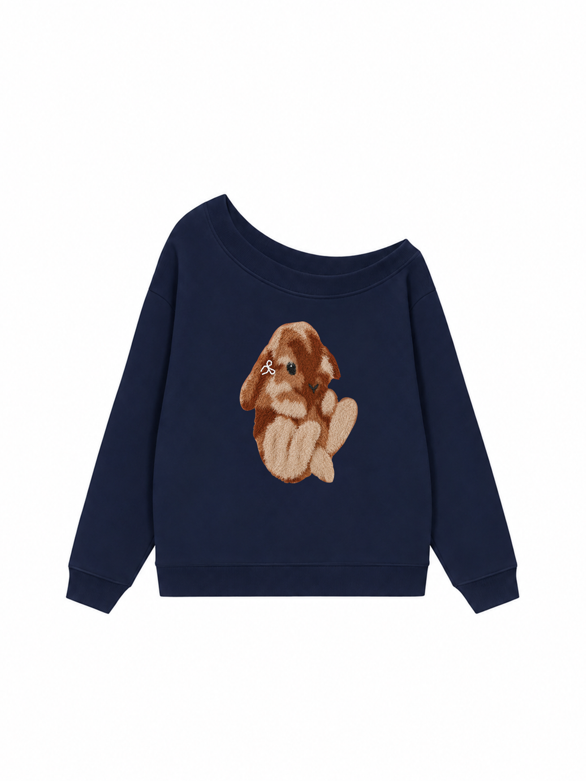 Áo Sweater Lệch Vai Nỉ Hai Da  Cute Bunny