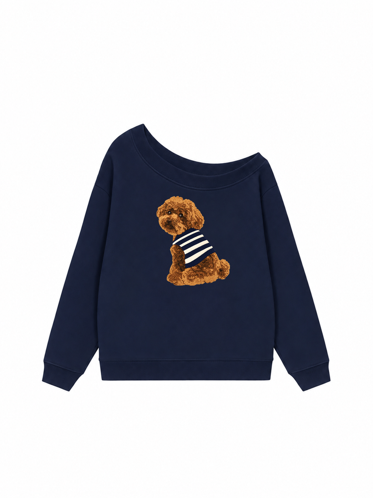 Áo Sweater Lệch Vai Nỉ Hai Da Blush Fawn
