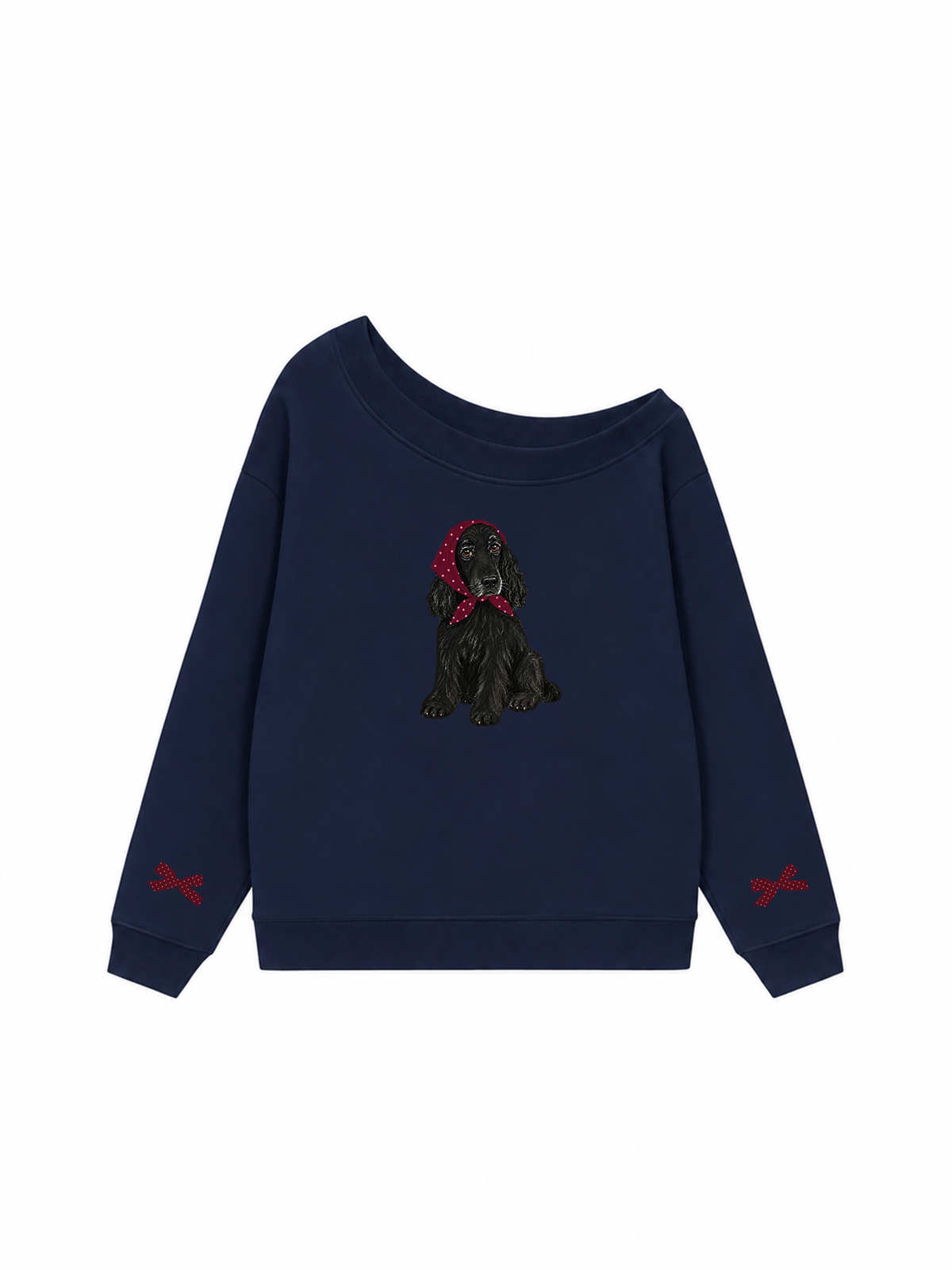 Áo Sweater Lệch Vai Nỉ Hai Da  Burgundy Badana Puppy