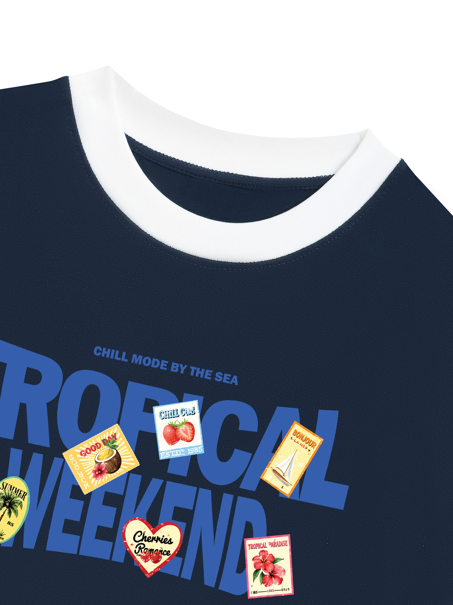 Áo Thun Ringer Relaxed Fit Troppical Weekend Chill Mode By The Sea