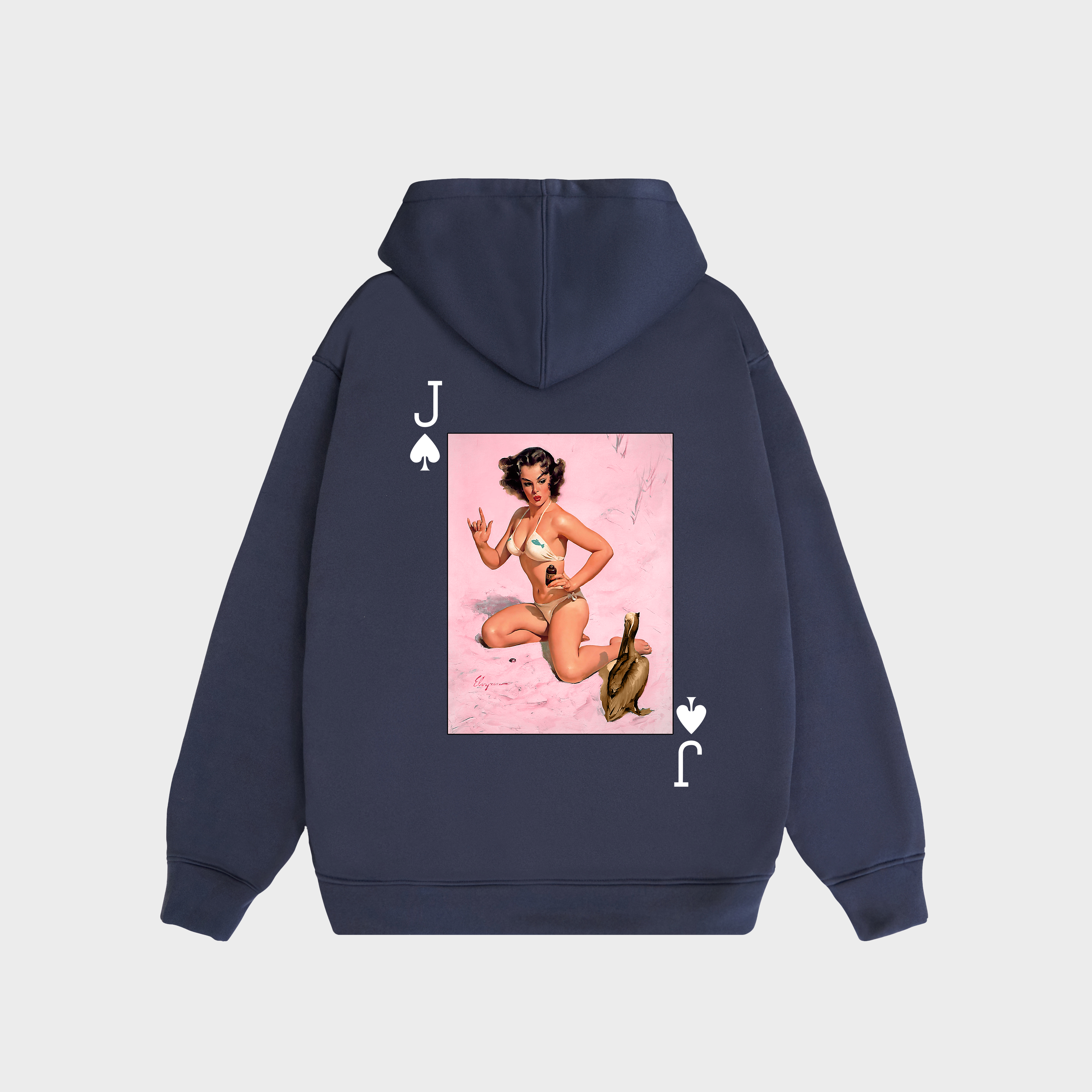 J GIRL RETRO HOODIE / NAVY