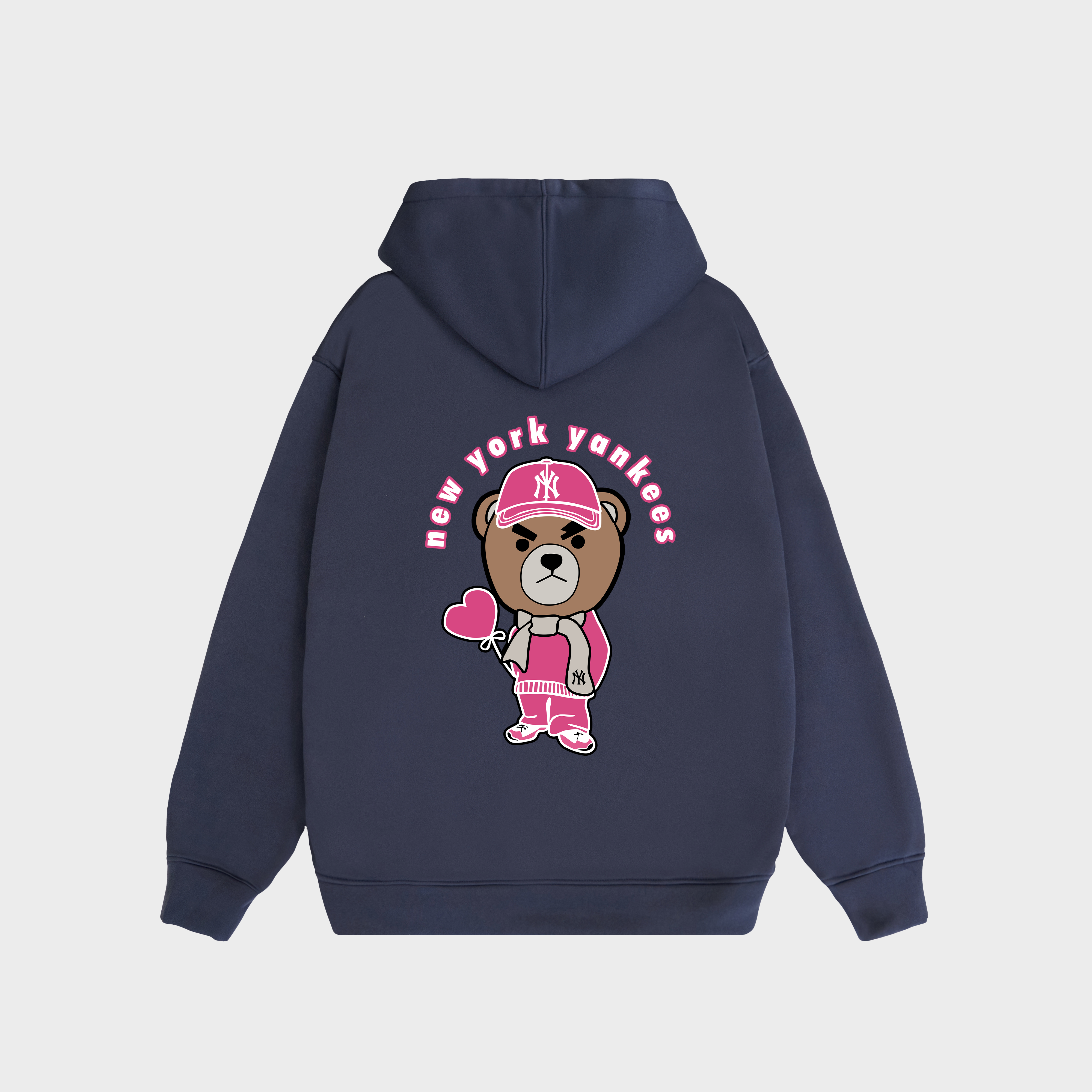 MLB New York Yankees Bear Heart Pink Hoodie