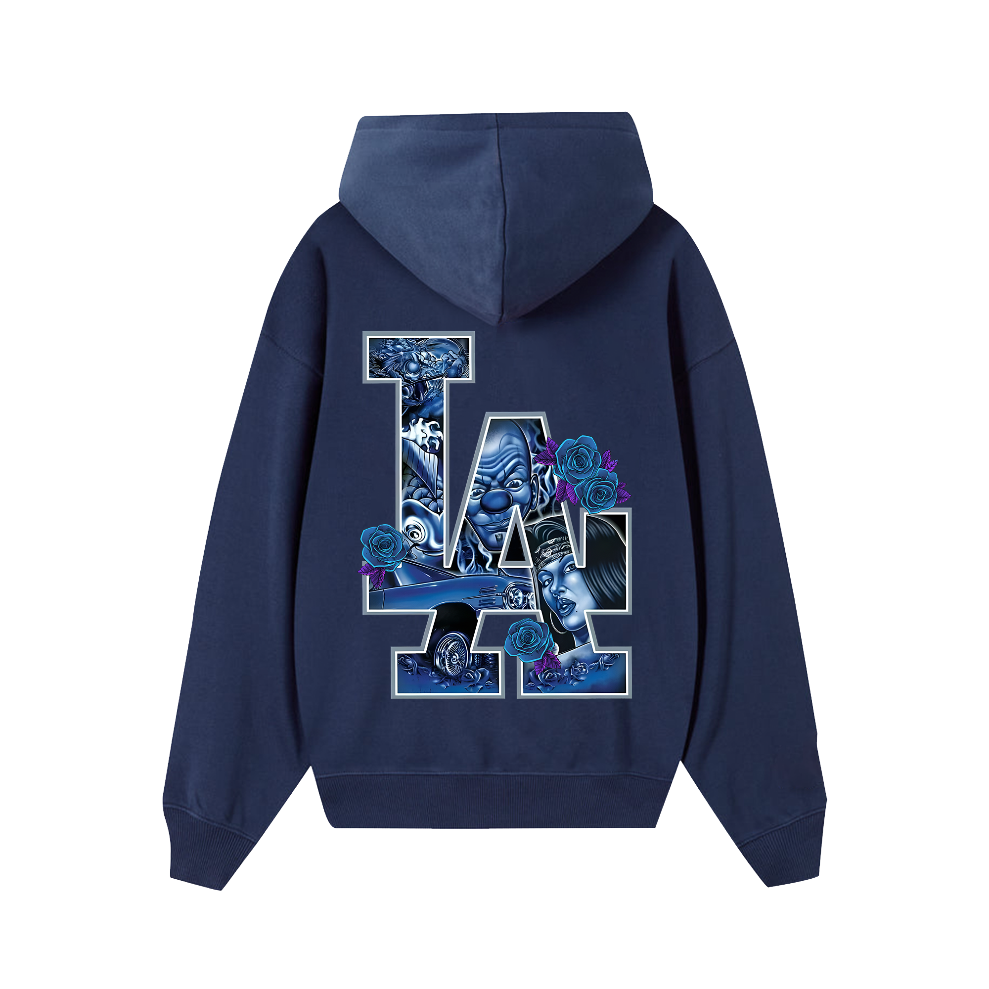 MLB FLoral Blue Rose Gangster Hoodie