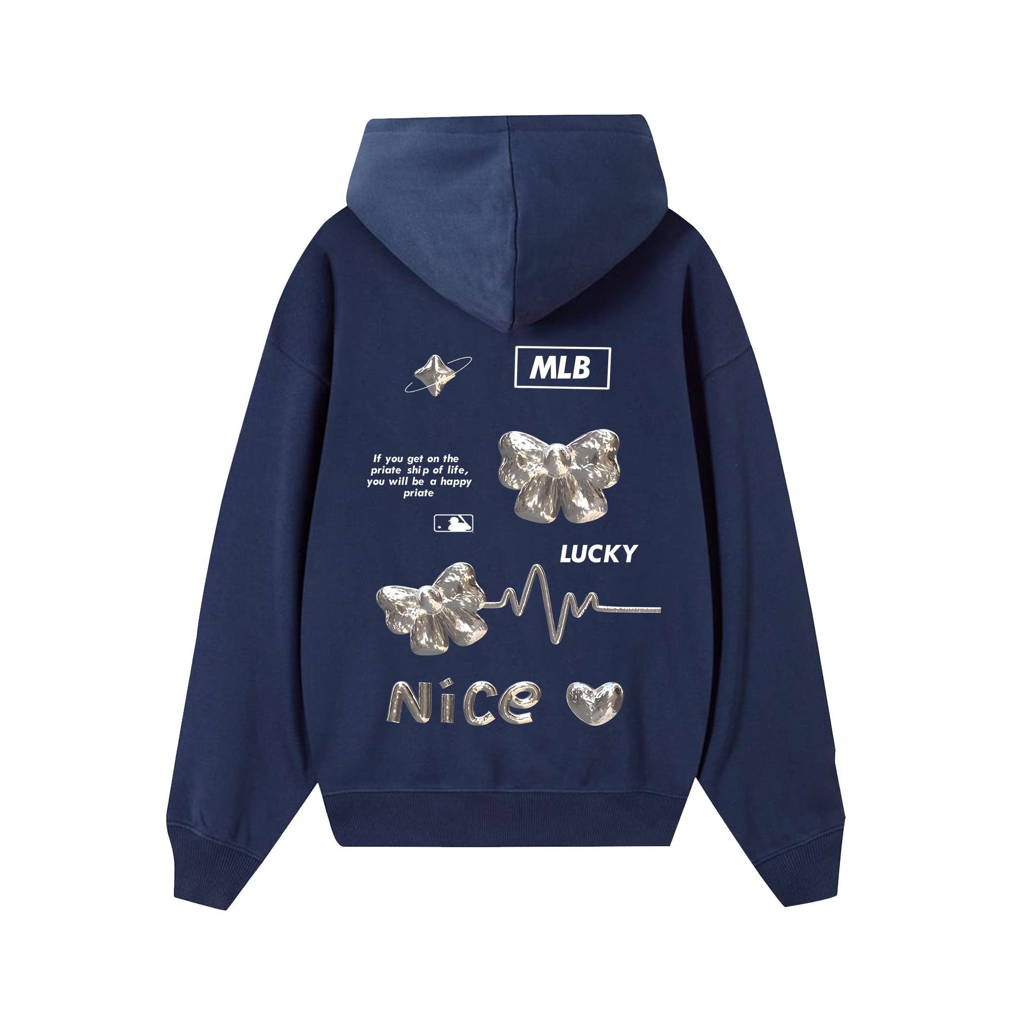 MLB Floral Silver Ribbon Hoodie