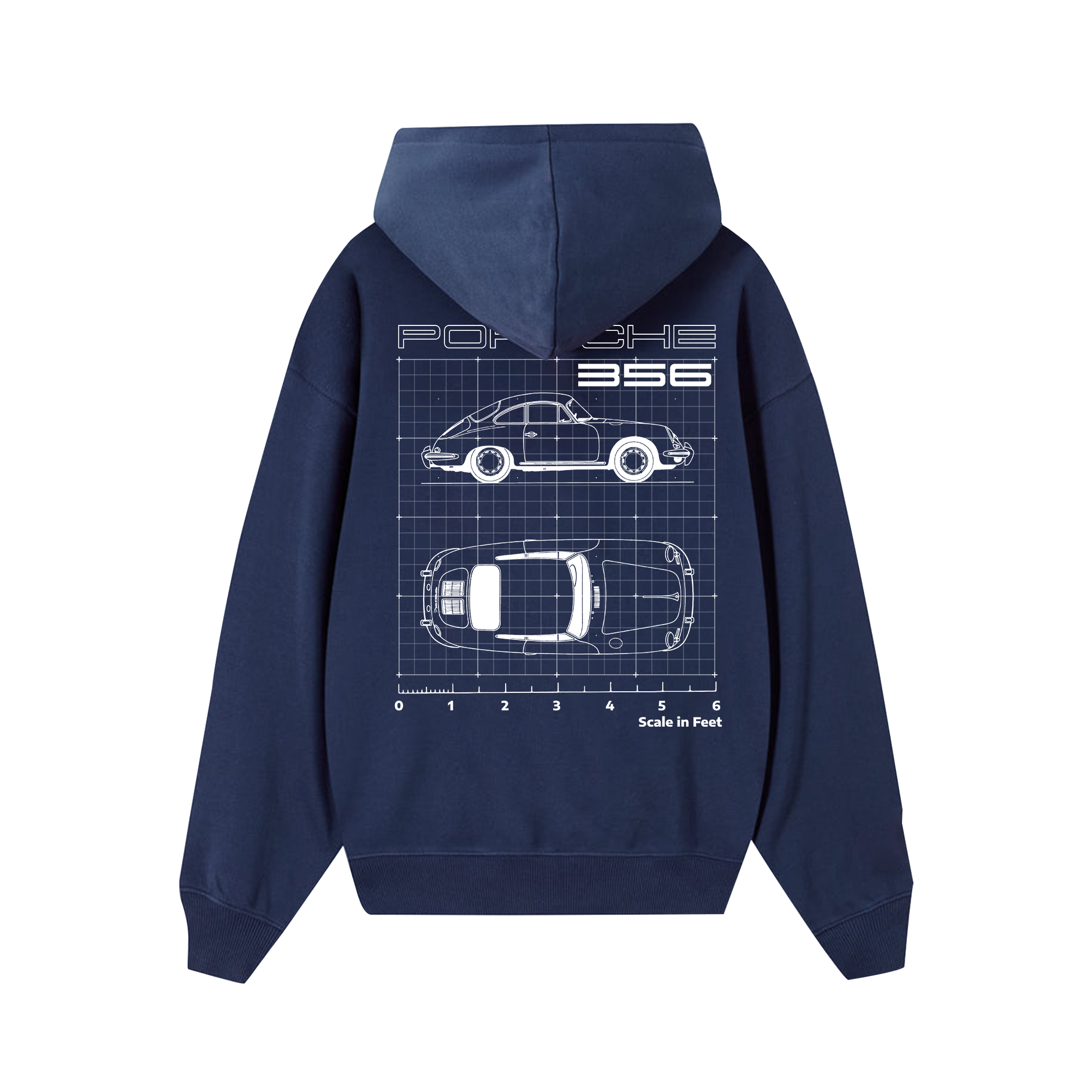 Porsche 356 Scale In Feet Hoodie