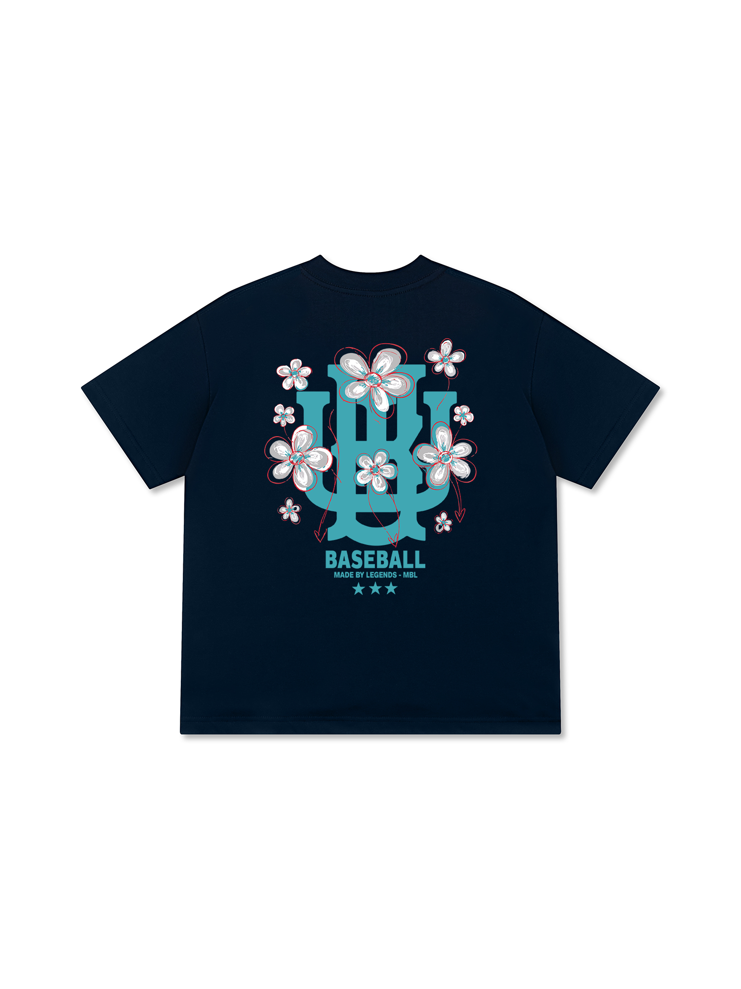 Áo Thun Relaxed Fit Master Baseball Blue White Flower