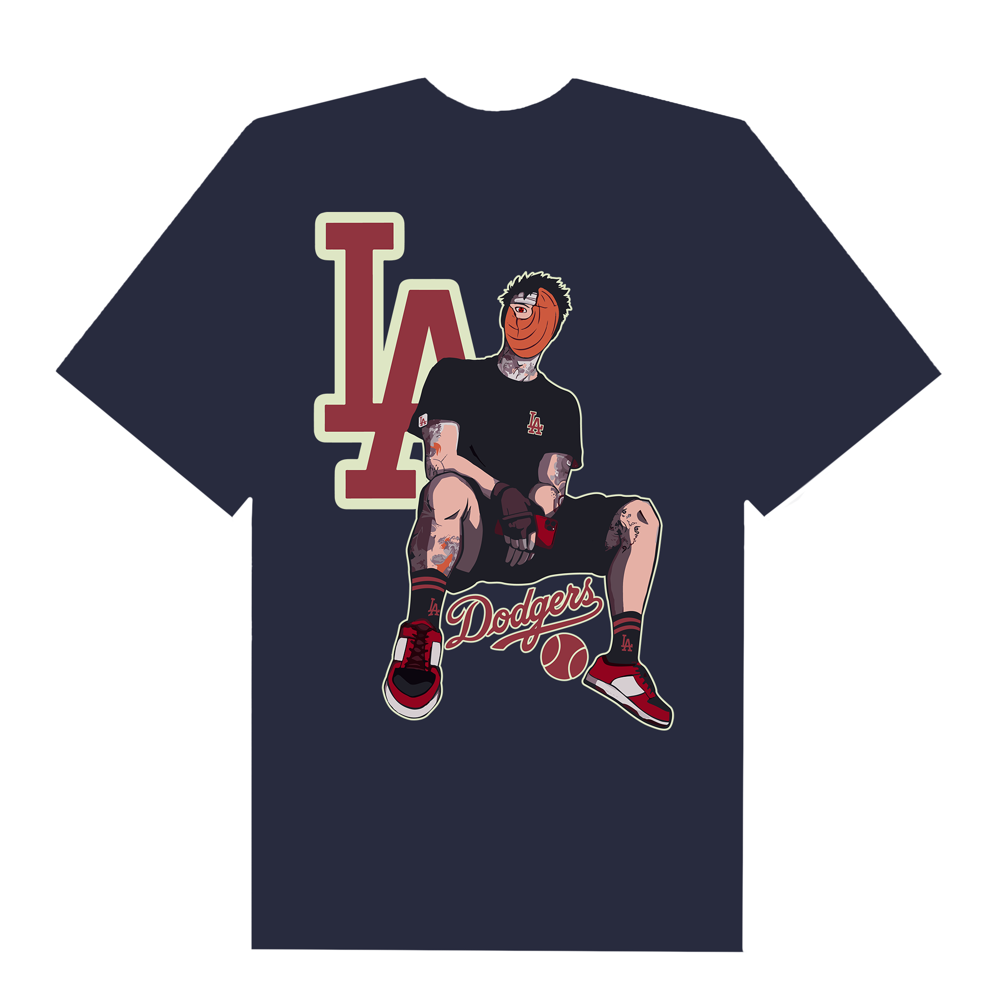 MLB Anime Naruto Obito Red LA Dodgers T-Shirt