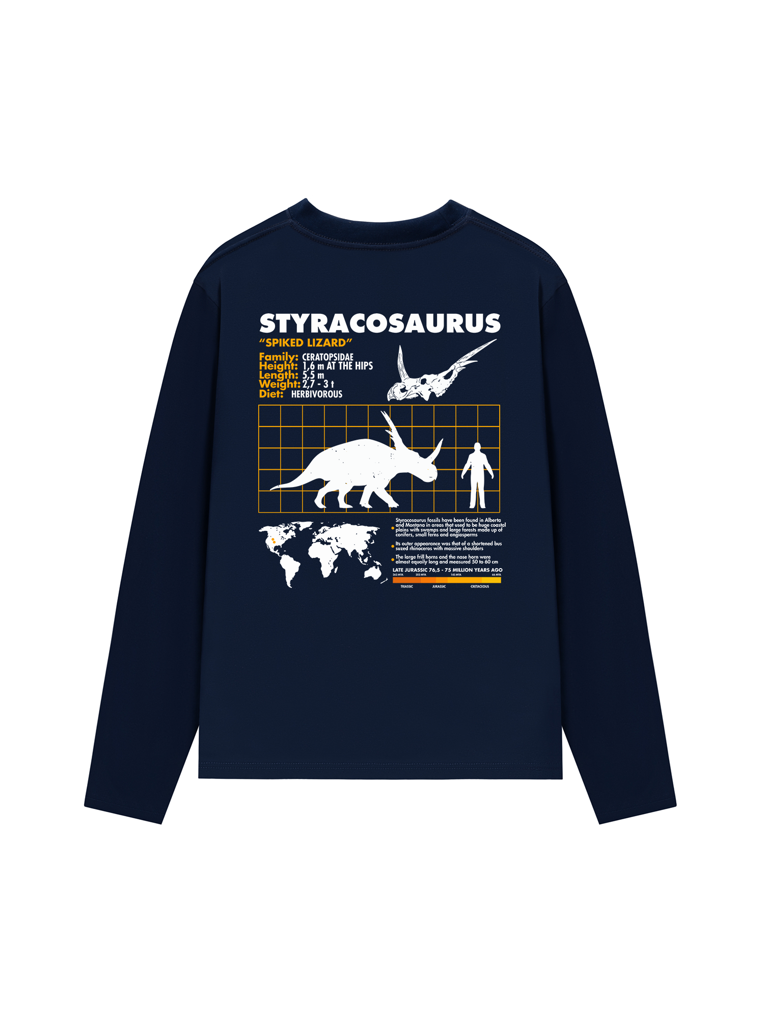 Áo Thun Dài Tay Wild Life Analysis Table Styracosaurus
