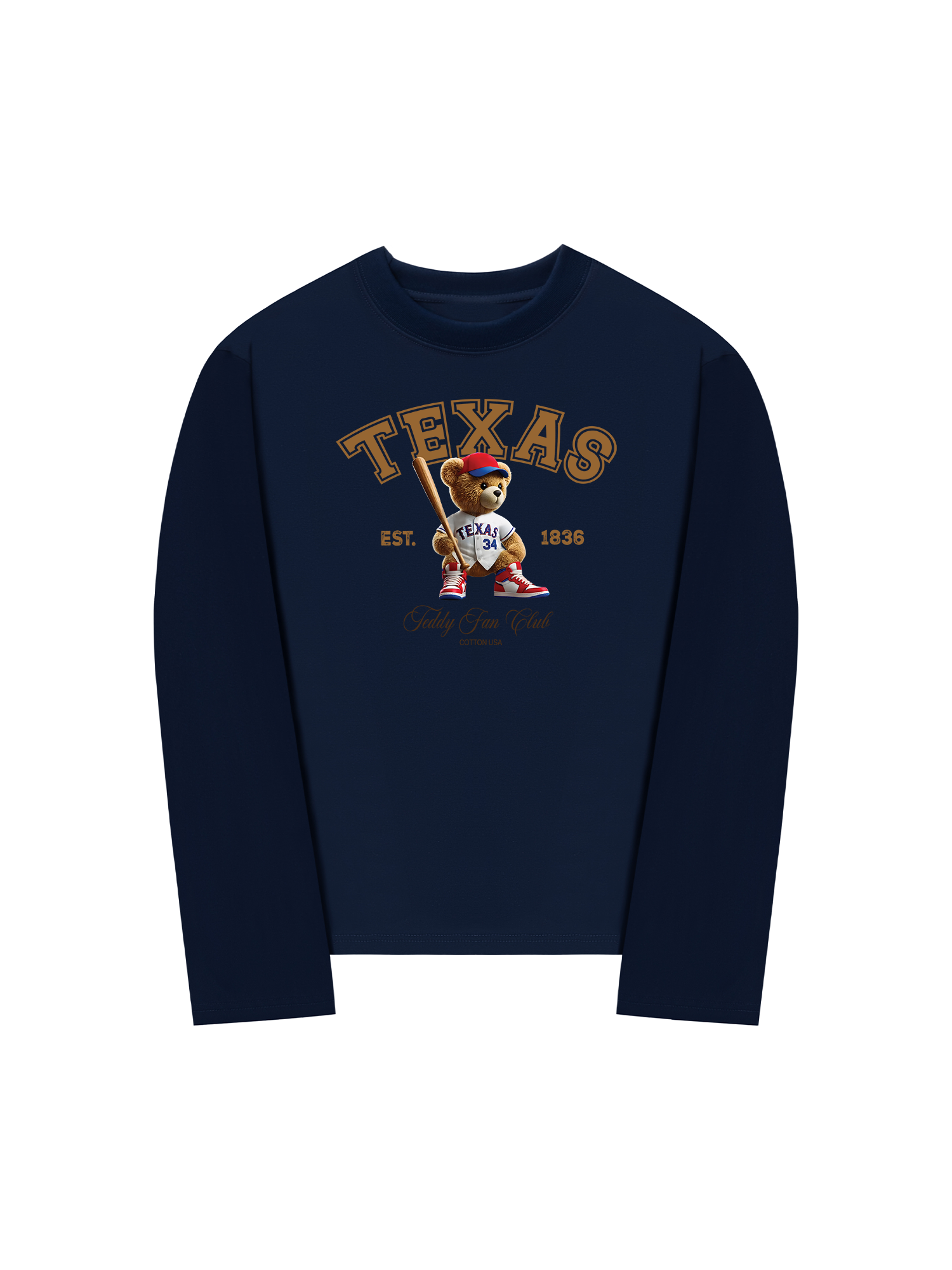 Áo Thun Dài Tay Baseball Texas Teddy Fan Club
