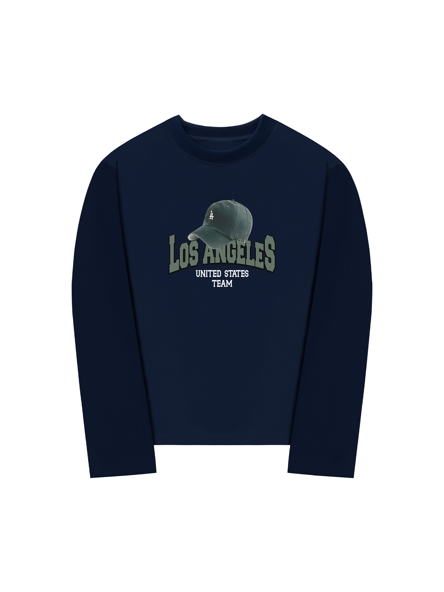 Áo Thun Dài Tay USA Los Ageles Green Hat