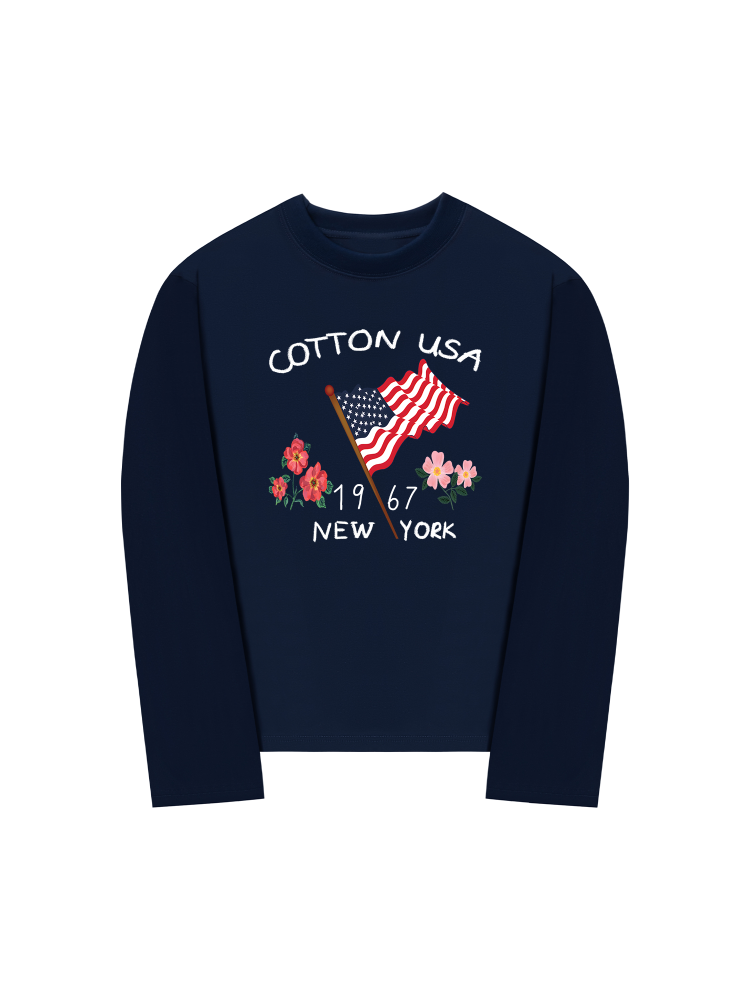Áo Thun Dài Tay USA Floral Cotton Usa
