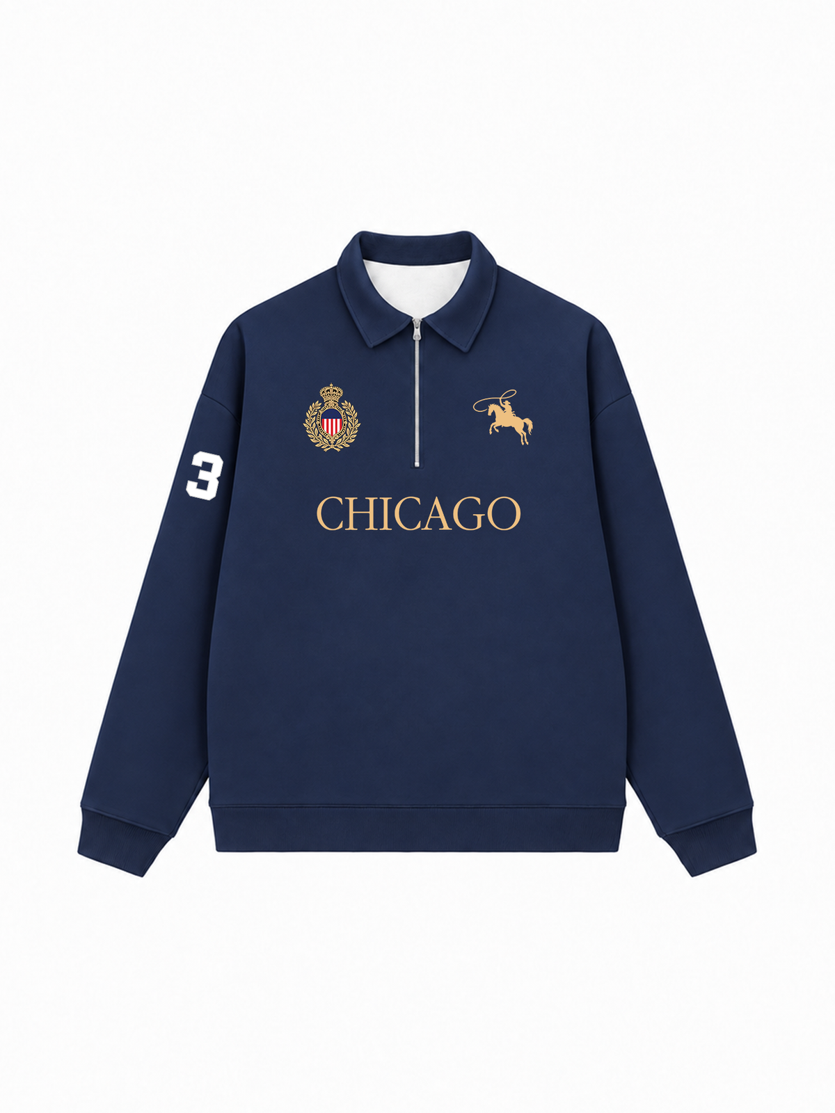 Áo Sweater Polo Nỉ Hai Da Vintage Chicago