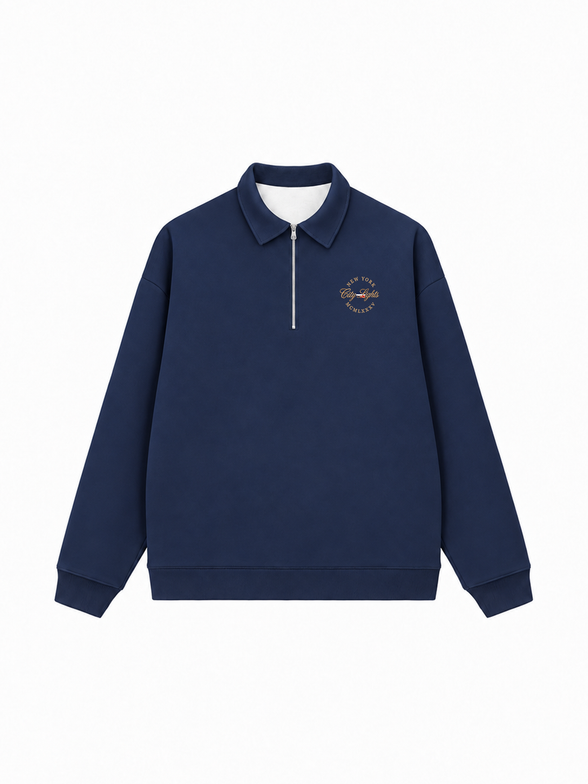Áo Sweater Polo Nỉ Hai Da City Lights New York