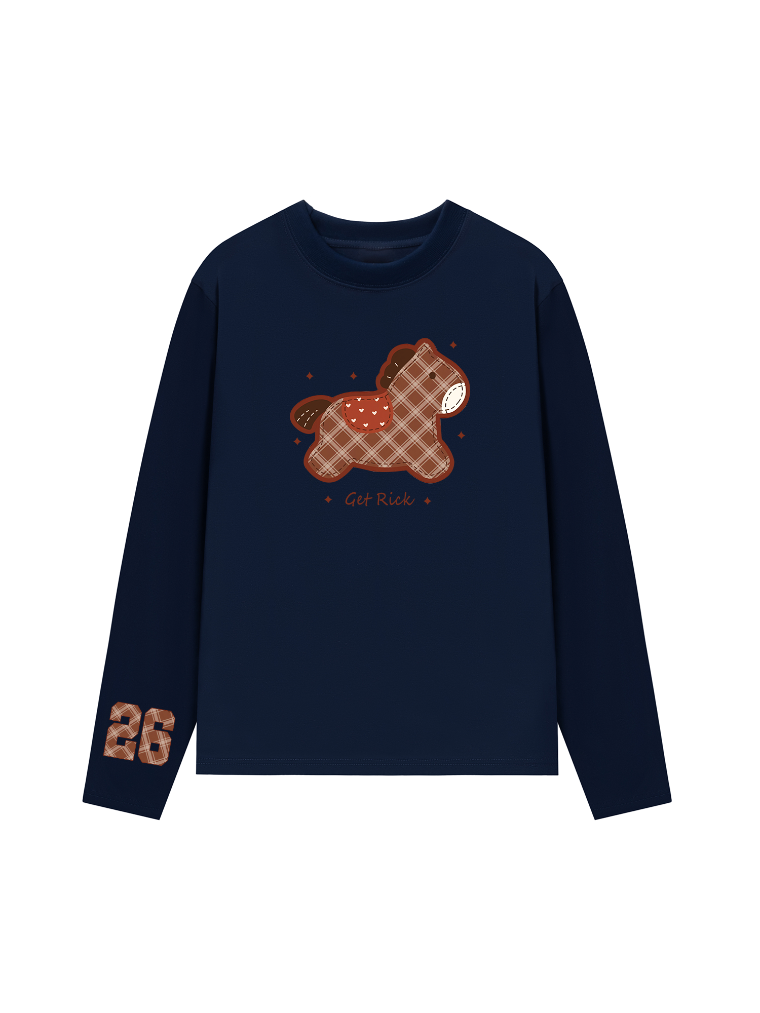 Áo Thun Dài Tay Plaid Horse